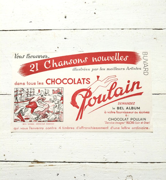Ancien buvard publicitaire chocolats Poulain