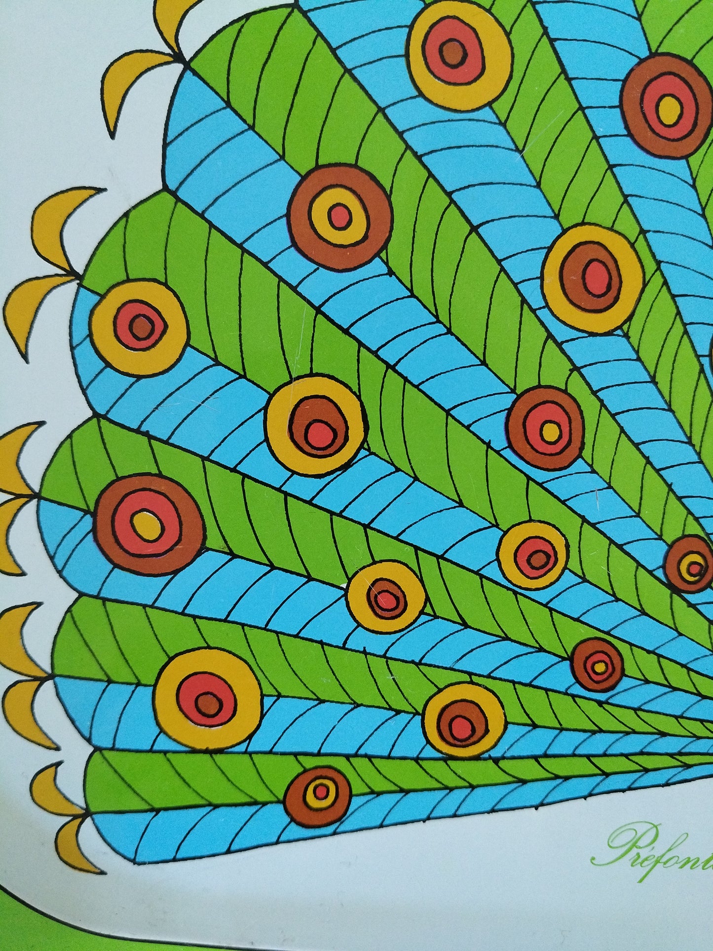 Plateau métallique paon publicitaire Préfontaines Edery