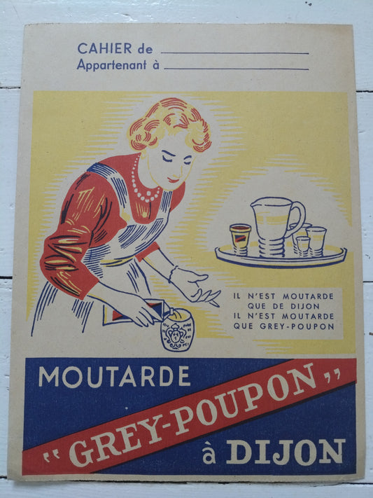 Ancien protège-cahier publicitaire moutarde Grey-Poupon Dijon A5