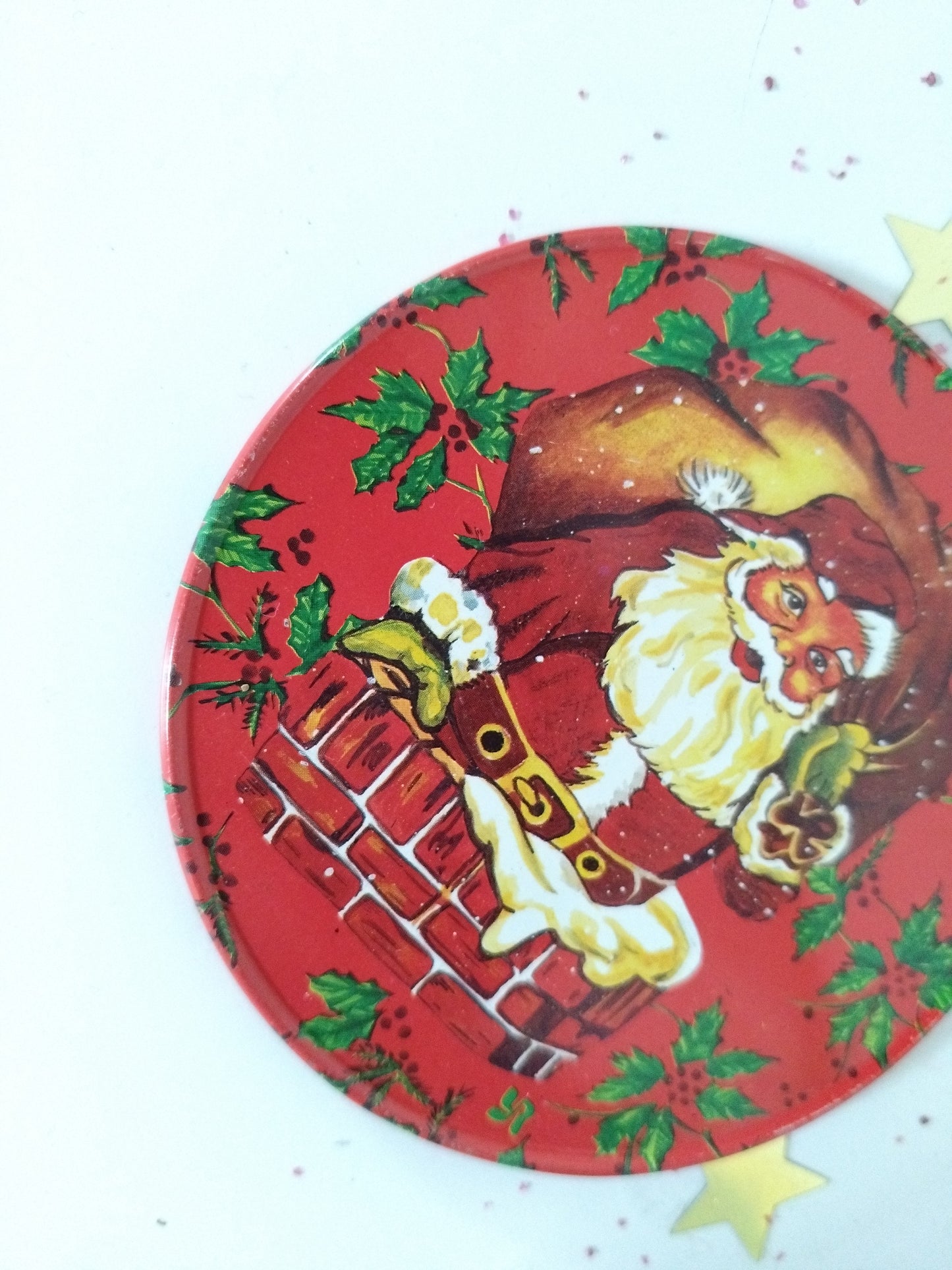 Mini plateau et 4 sous-verres métalliques de Noël publicitaires Yves Rocher