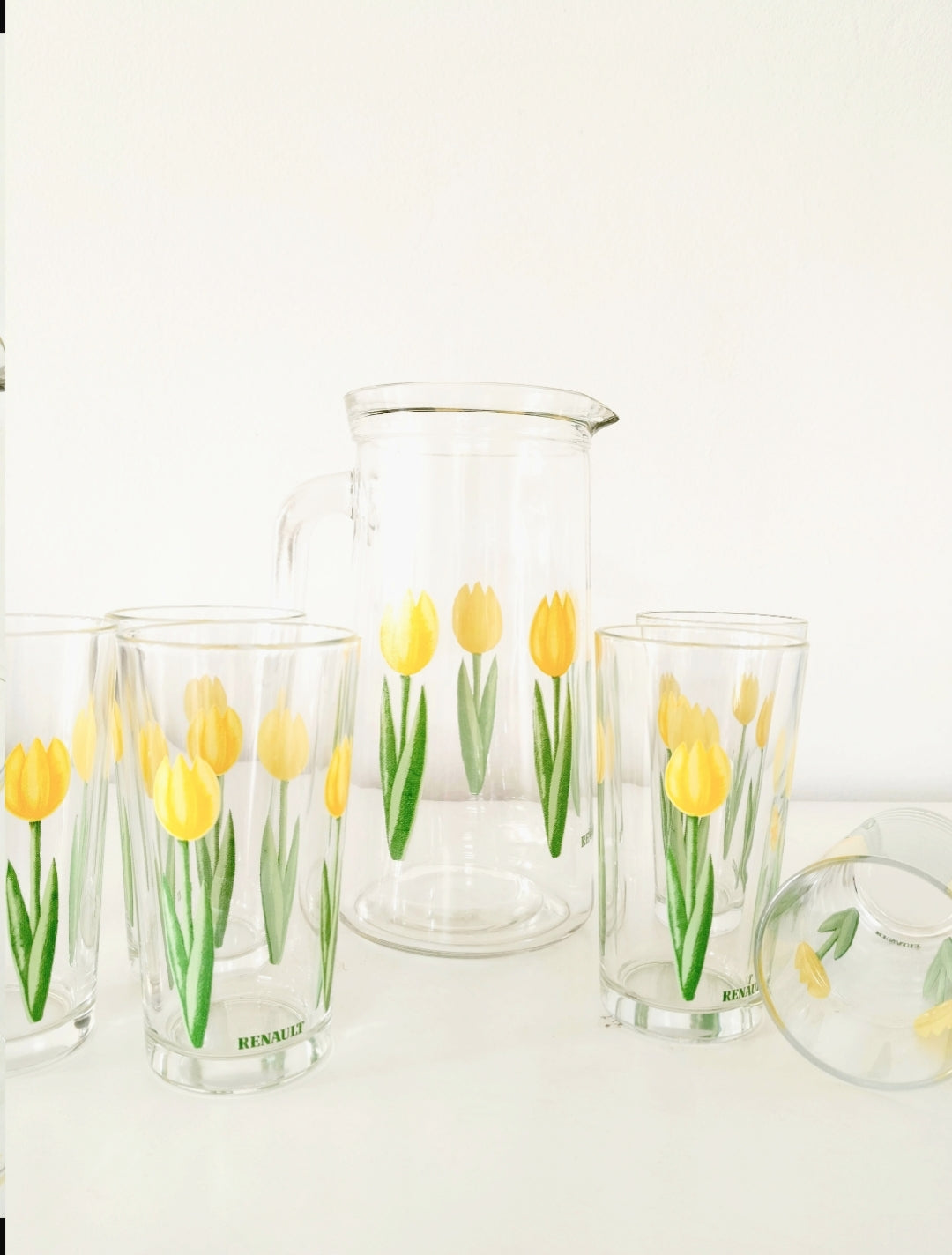 Ensemble carafe et 6 verres publicitaires Renault Italy - cetaitmieuxavant
