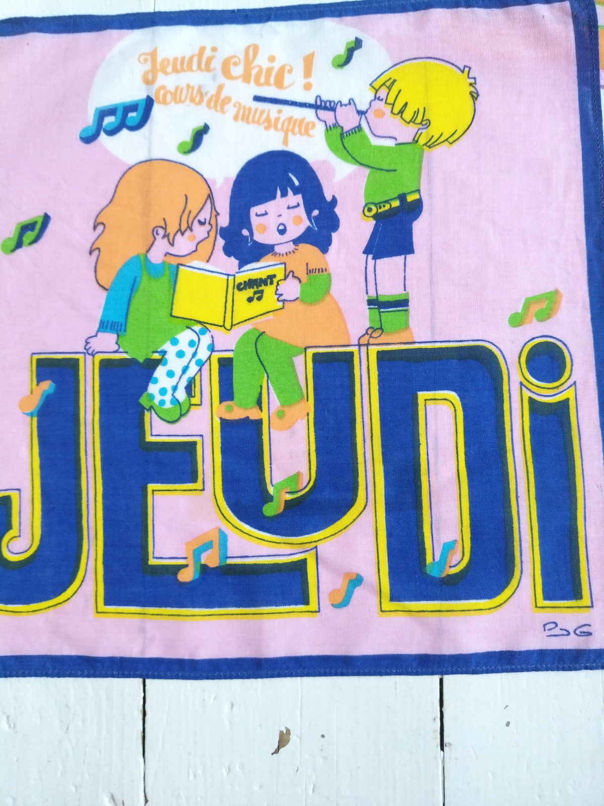 Ensemble de 7 mouchoirs/ semainier pour enfants