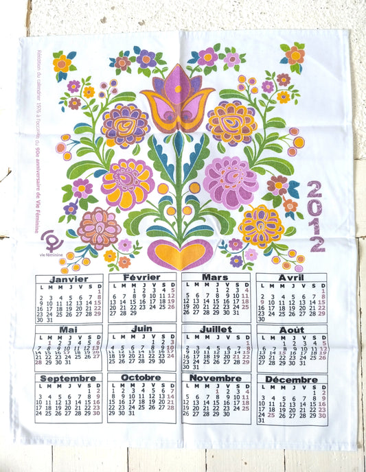 Torchon calendrier 2012 réédition 1976 Vie Féminine - cetaitmieuxavant