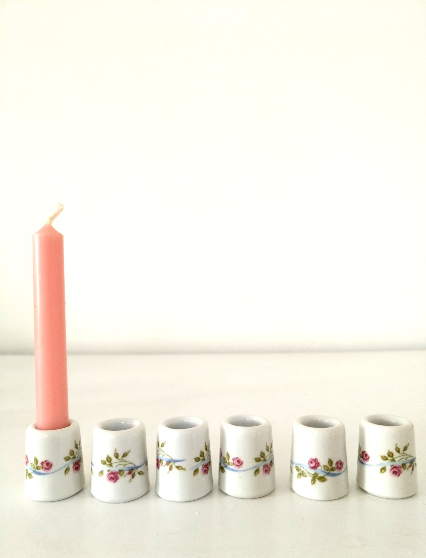 2 mini-bougeoirs en porcelaine Rösler Exquisit West Germany au choix + 2 bougies