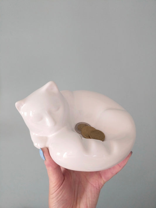 Cendrier vide-poches porte-bijoux chat en céramique