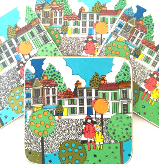 Ensemble de 4 sous-verres Kaléidoscope England par Sally Grégory Hesper