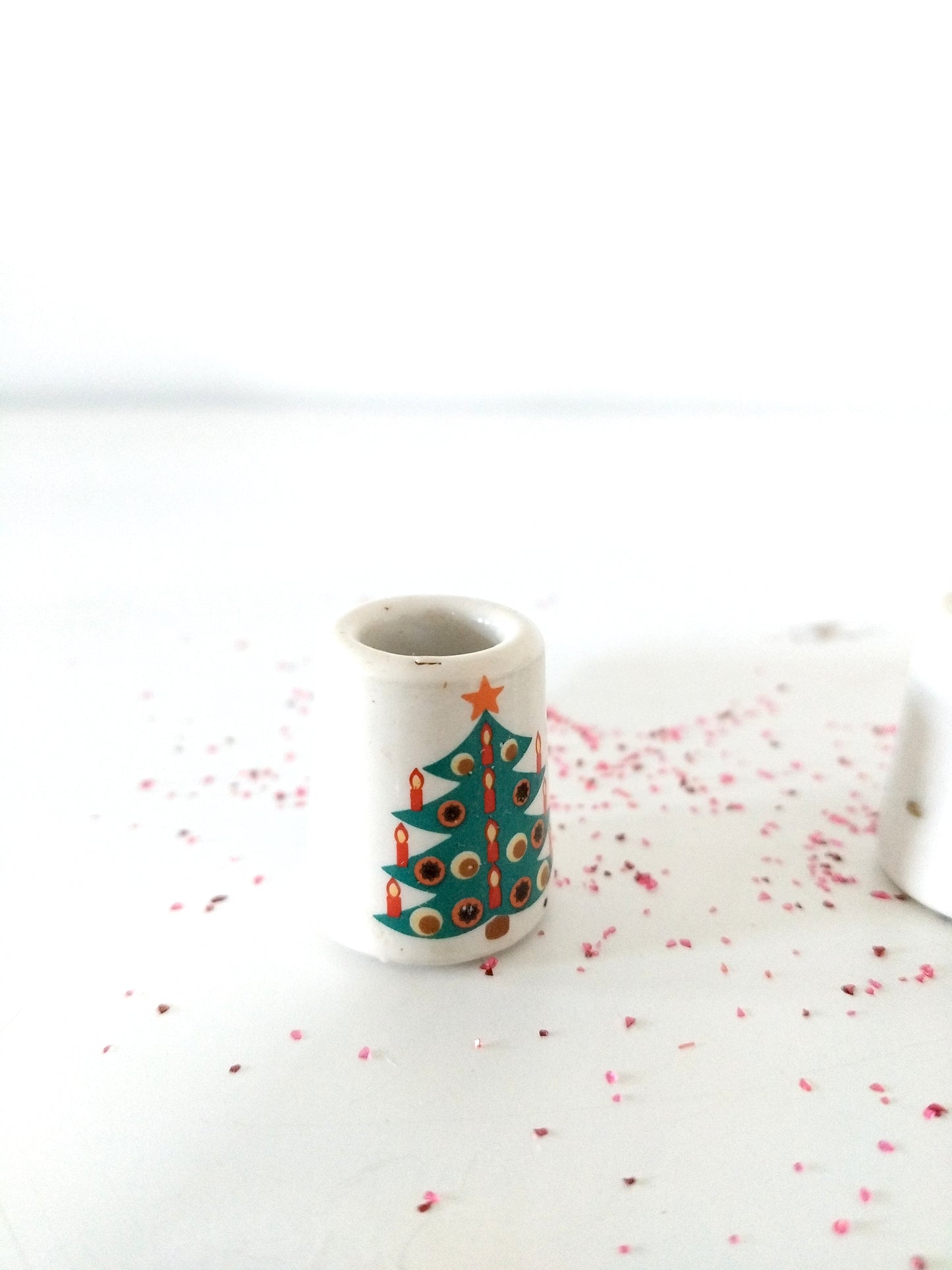 Ensemble de 3 mini-bougeoirs de Noël Germany décor sapin avec bougies rouges