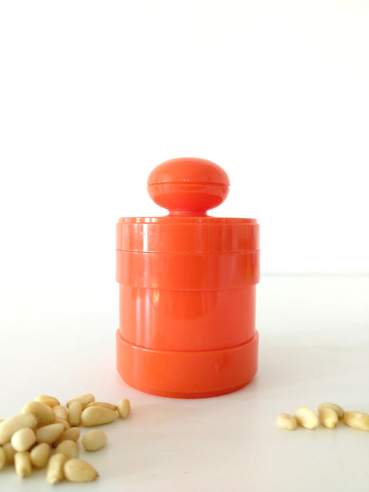 Petit pot à condiments en plastique orange Vitri West Germany