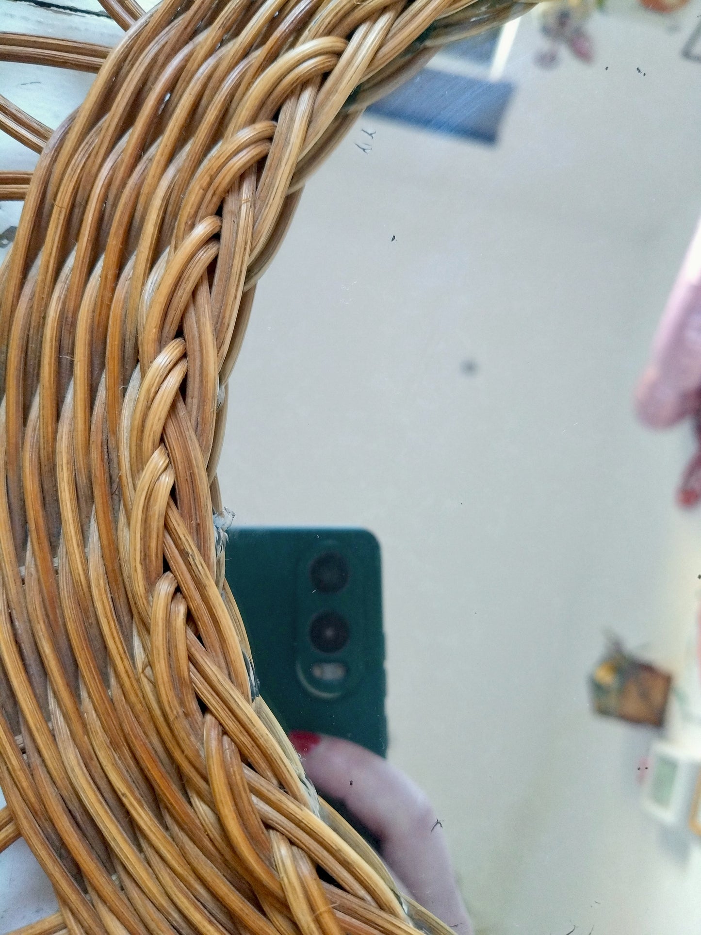 Miroir vintage osier rotin
