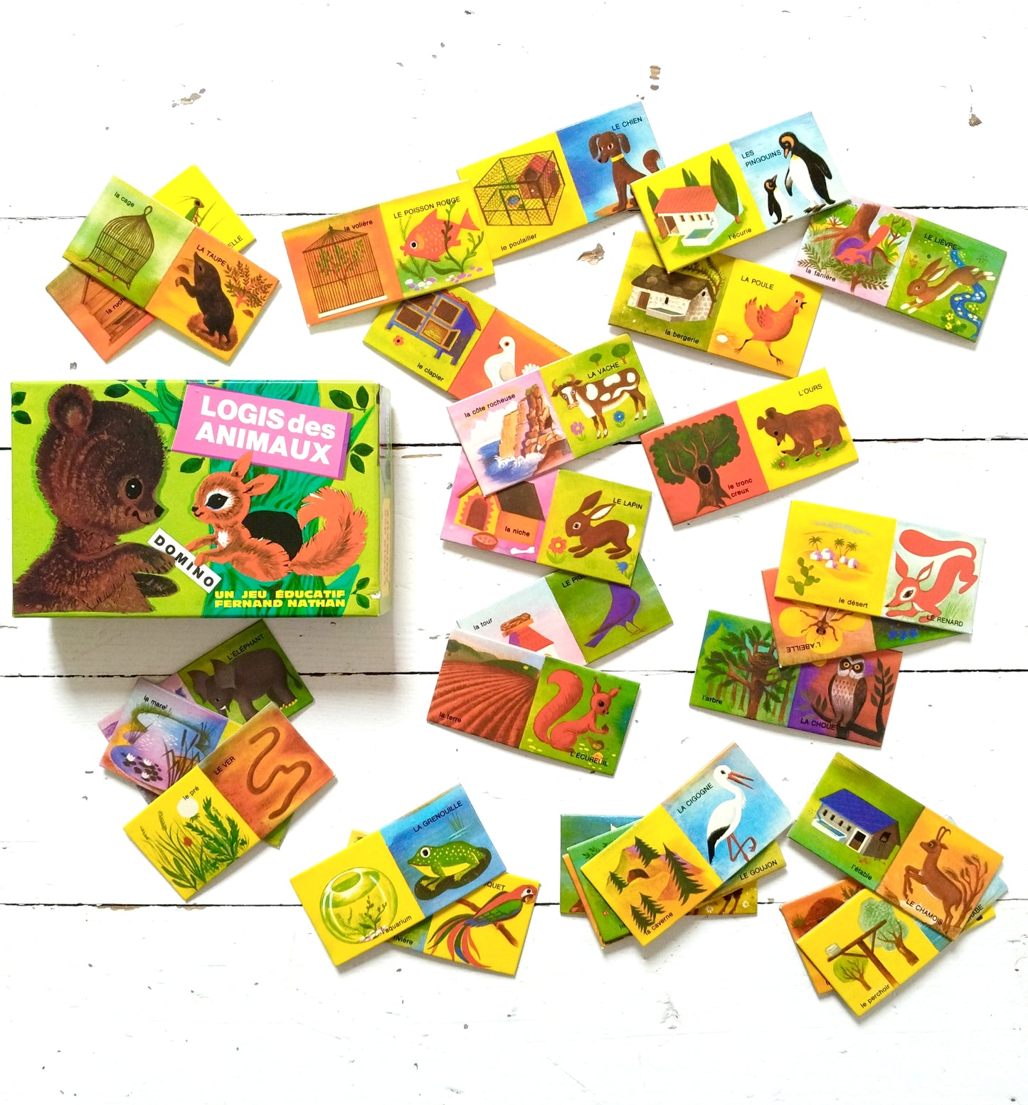 Jeu éducatif dominos logis des animaux par Fernand Nathan 1972 - cetaitmieuxavant