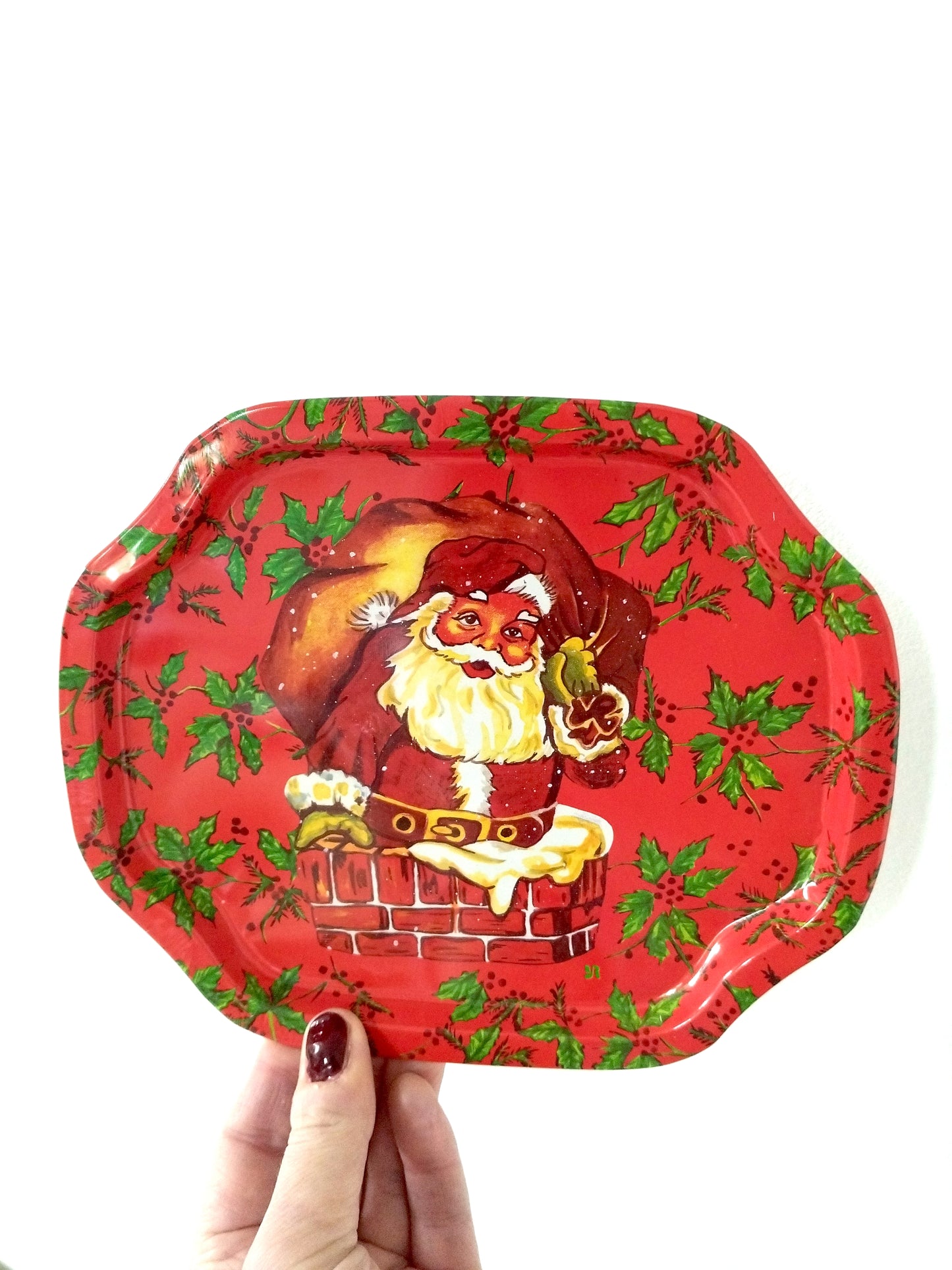 Mini plateau et 4 sous-verres métalliques de Noël publicitaires Yves Rocher