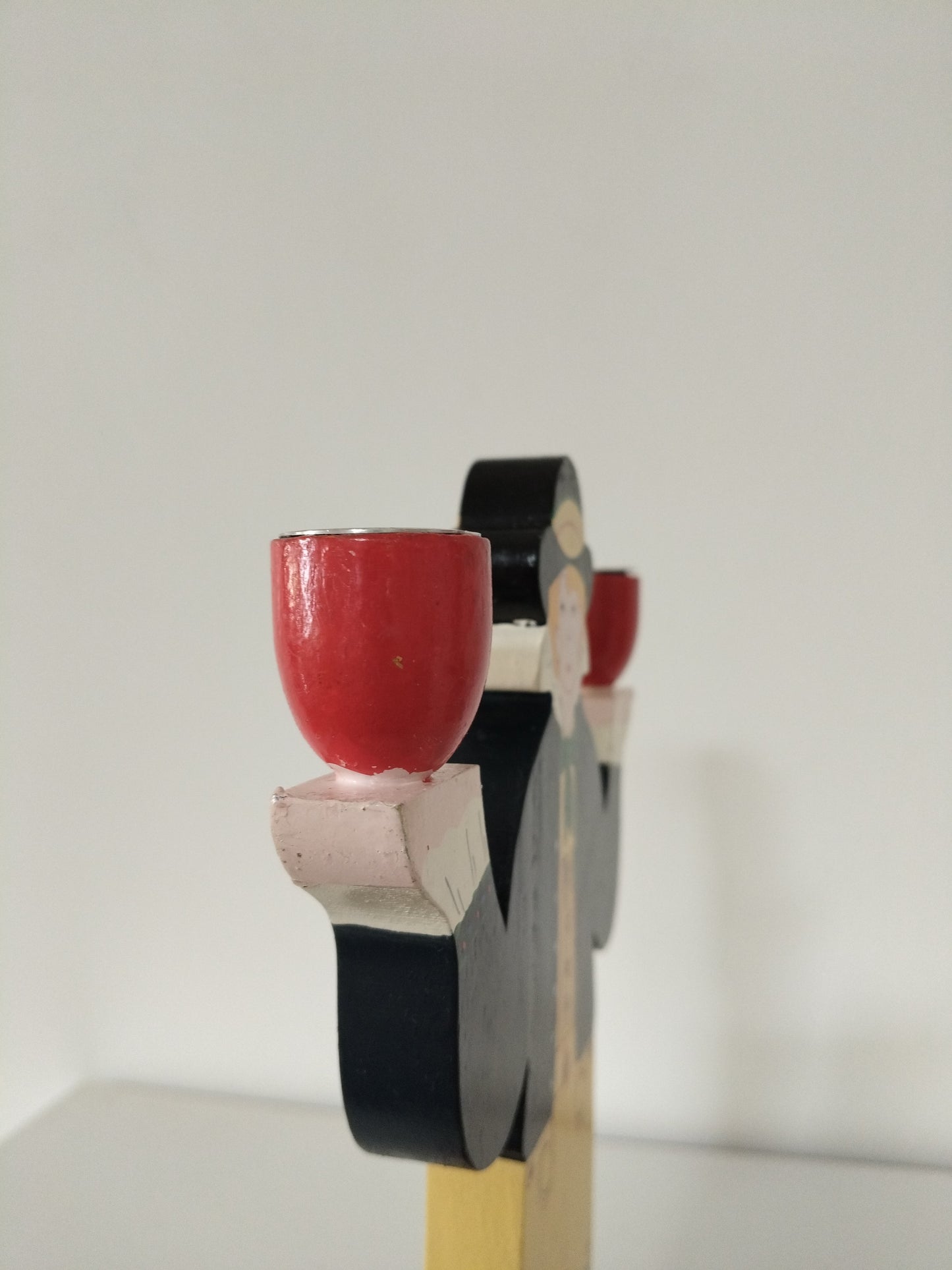 Ensemble de 2 bougeoirs en bois folklore suédois par Lizzie Velander pour Ikea 80's