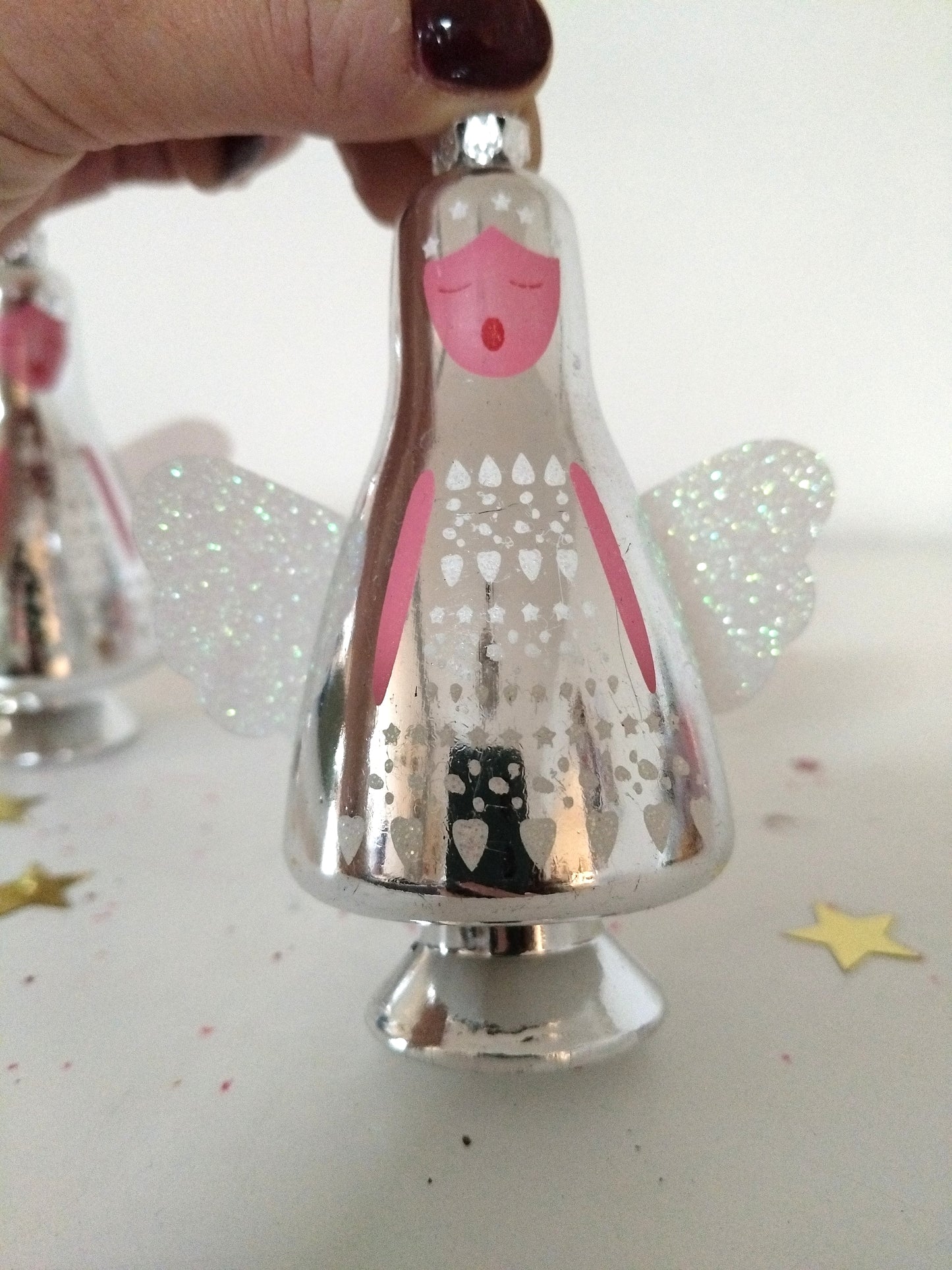 Boule de Noël ange en plastique à l'unité