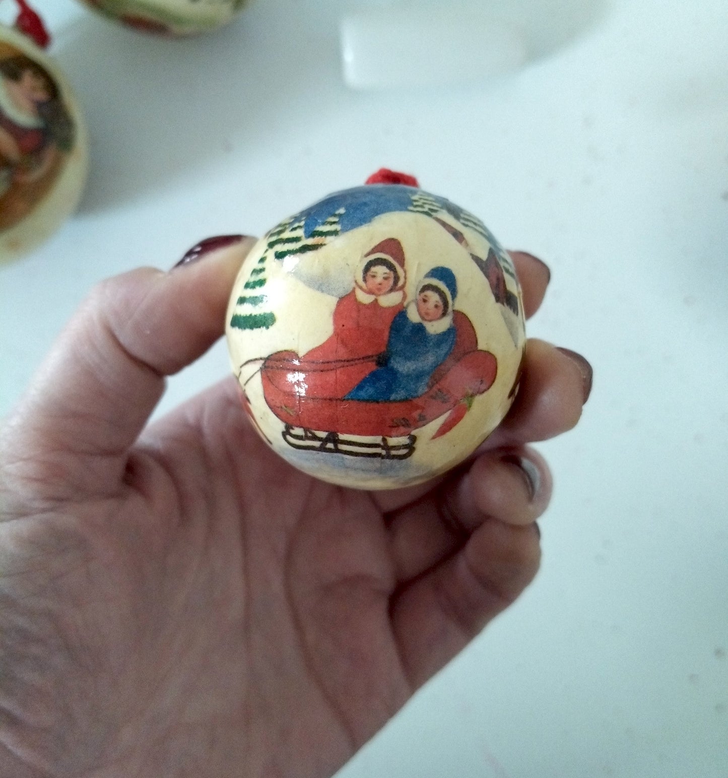 3 boules de Noël plastique papier mâché