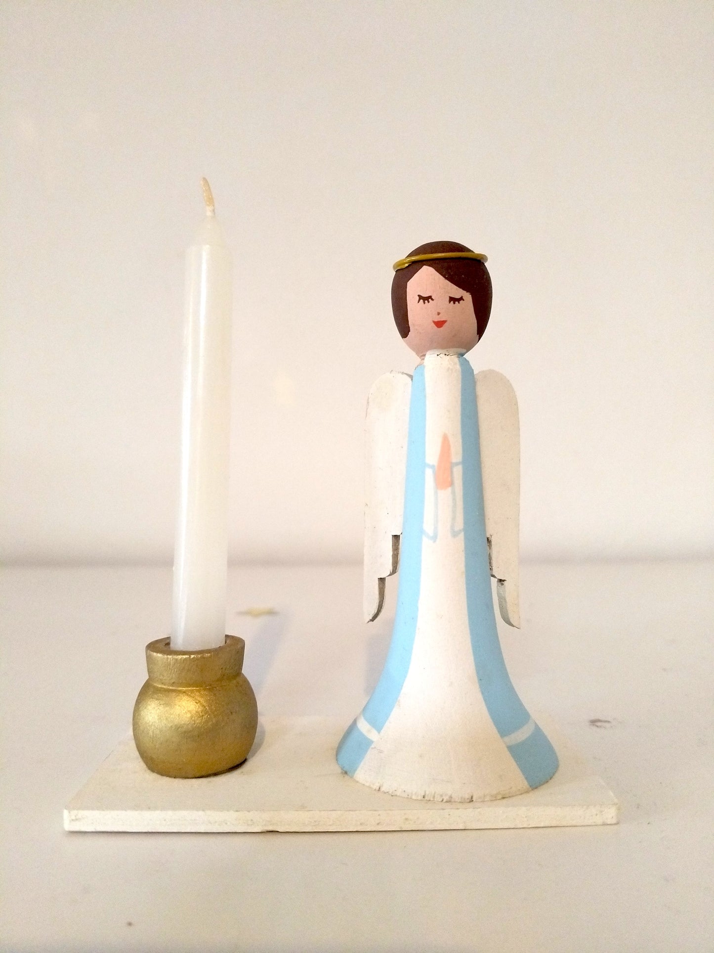 Bougeoir ange en bois Bo-Svensk Hemslöjd Suède Sweden à l'unité