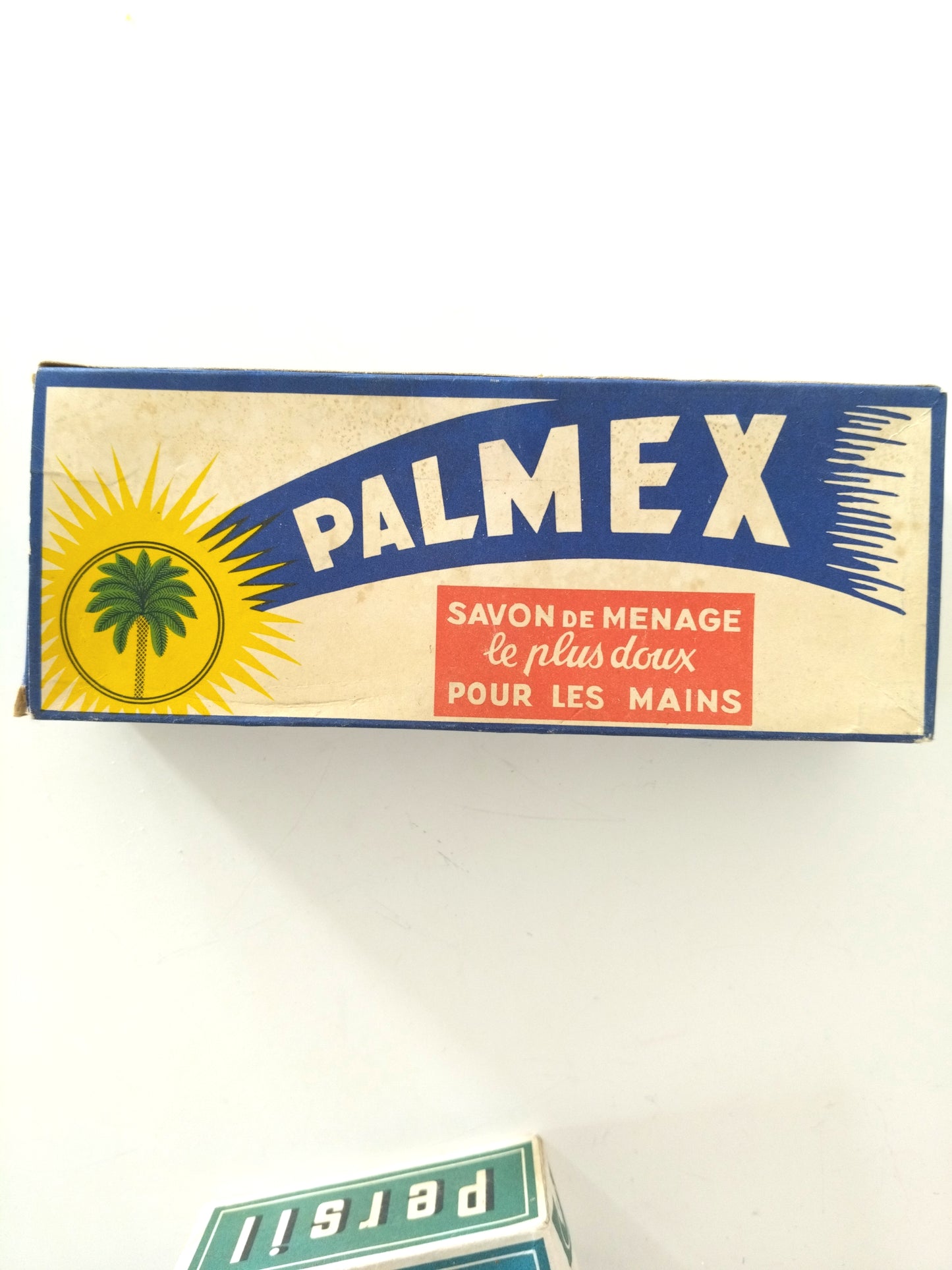 Ancienne boîte cartonnée de lessive Persil ou savon de ménage Palmex (français/ néerlandais)
