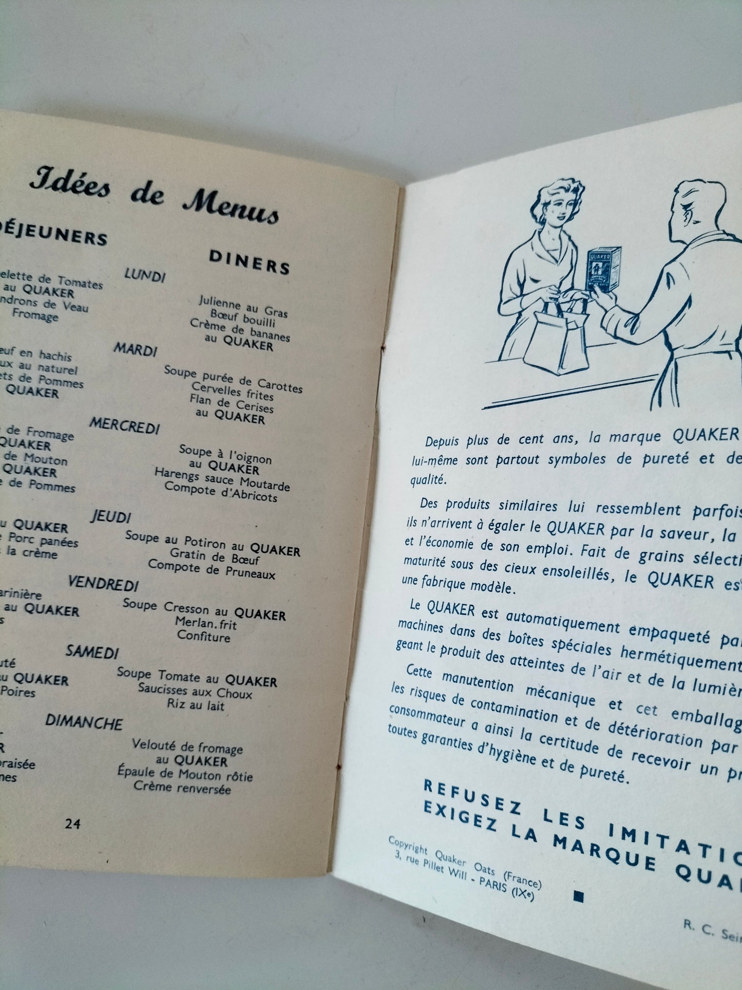 Ancien petit livre de cuisine : les économies de popote Liebig ou les recettes de Quaker Oats, au choix