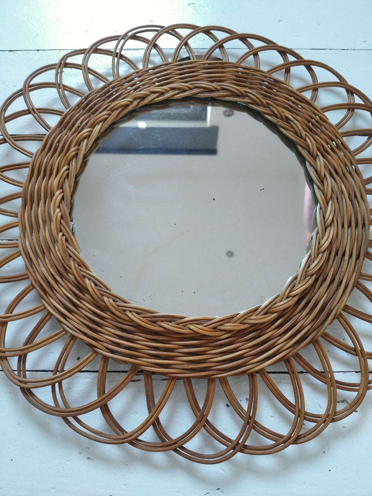 Miroir vintage osier rotin