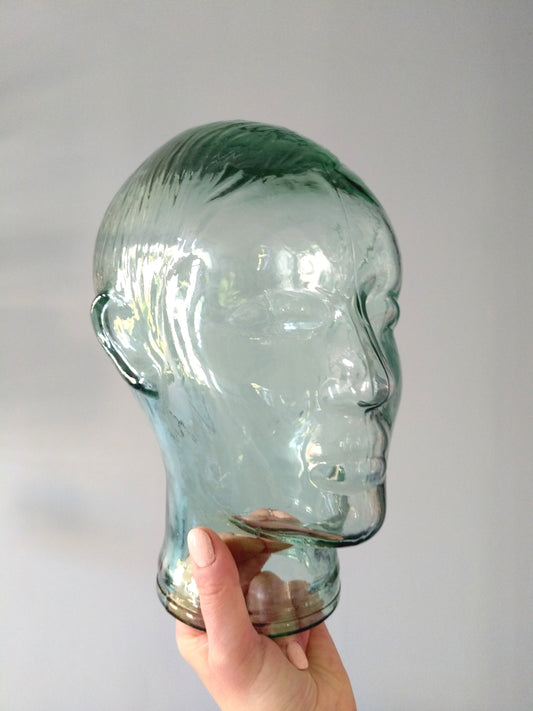 Marotte/ tête à chapeau en verre