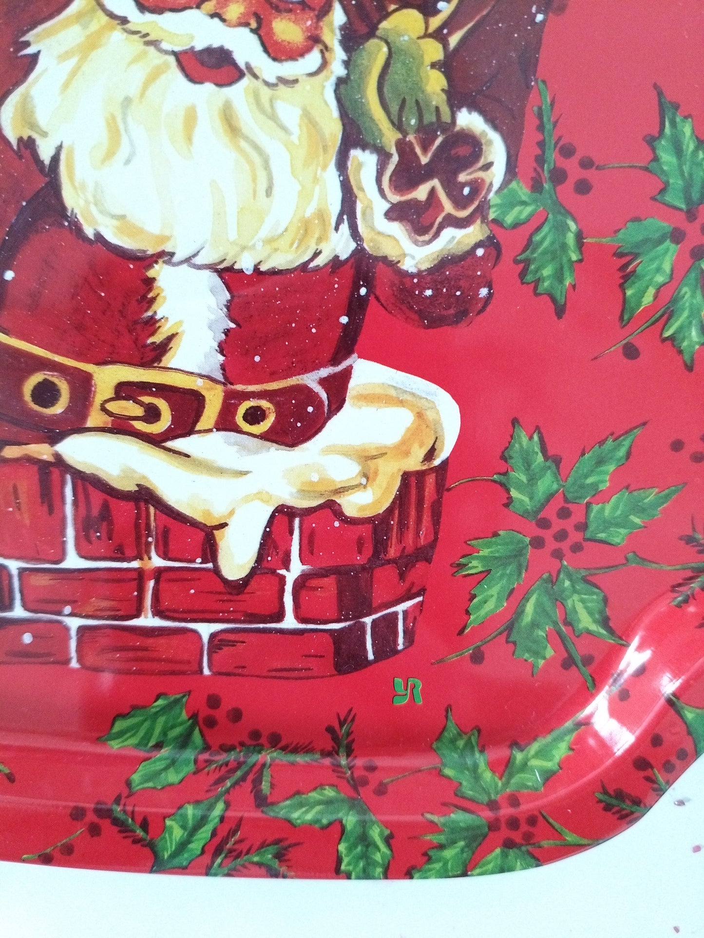 Mini plateau et 4 sous-verres métalliques de Noël publicitaires Yves Rocher