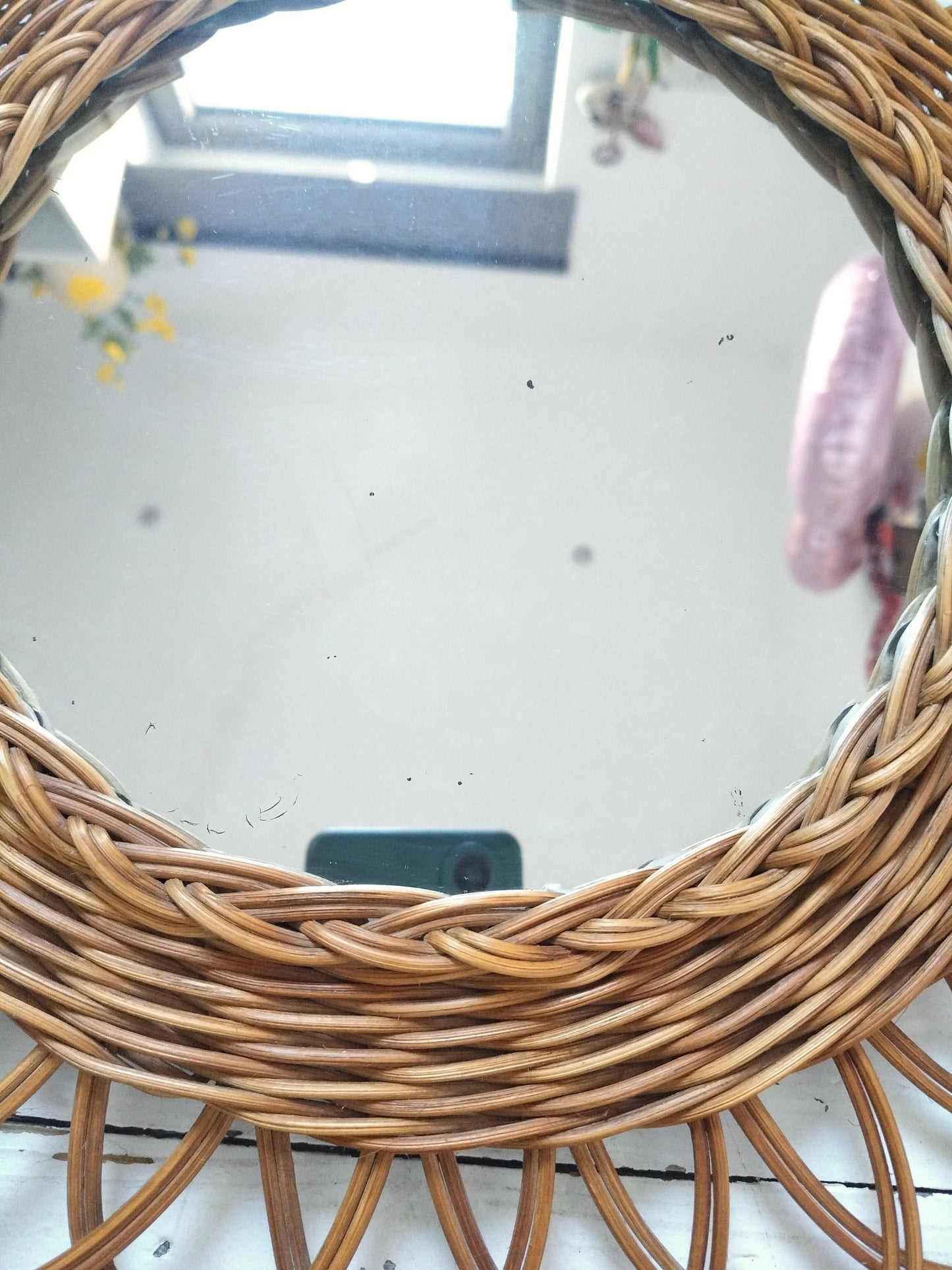 Miroir vintage osier rotin