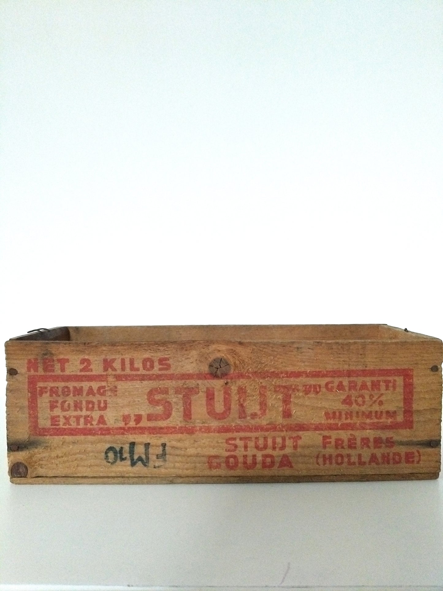 Ancienne boîte publicitaire en bois fromage Gouda Holland - cetaitmieuxavant