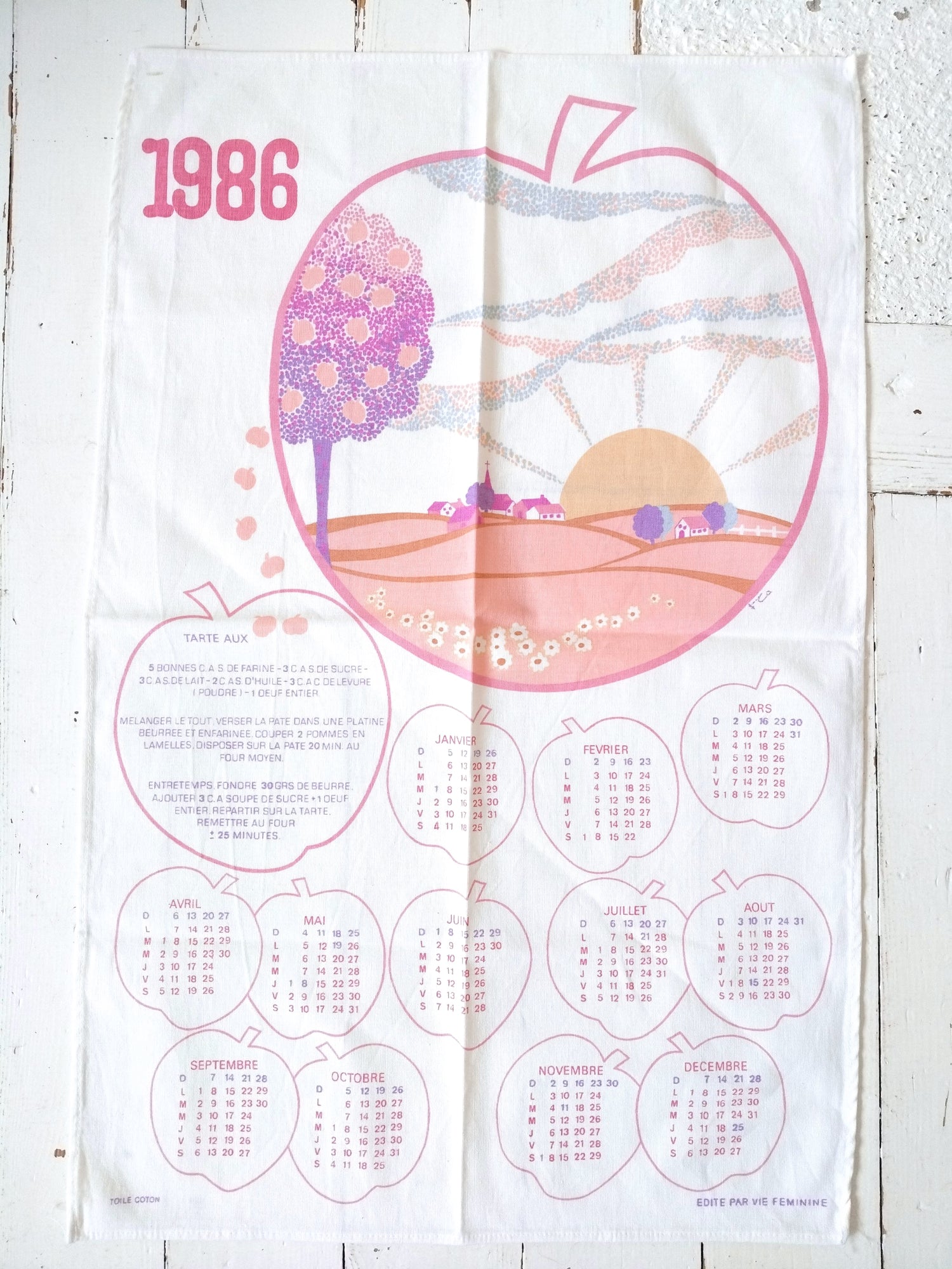 Torchon calendrier 1986 Vie Féminine - cetaitmieuxavant