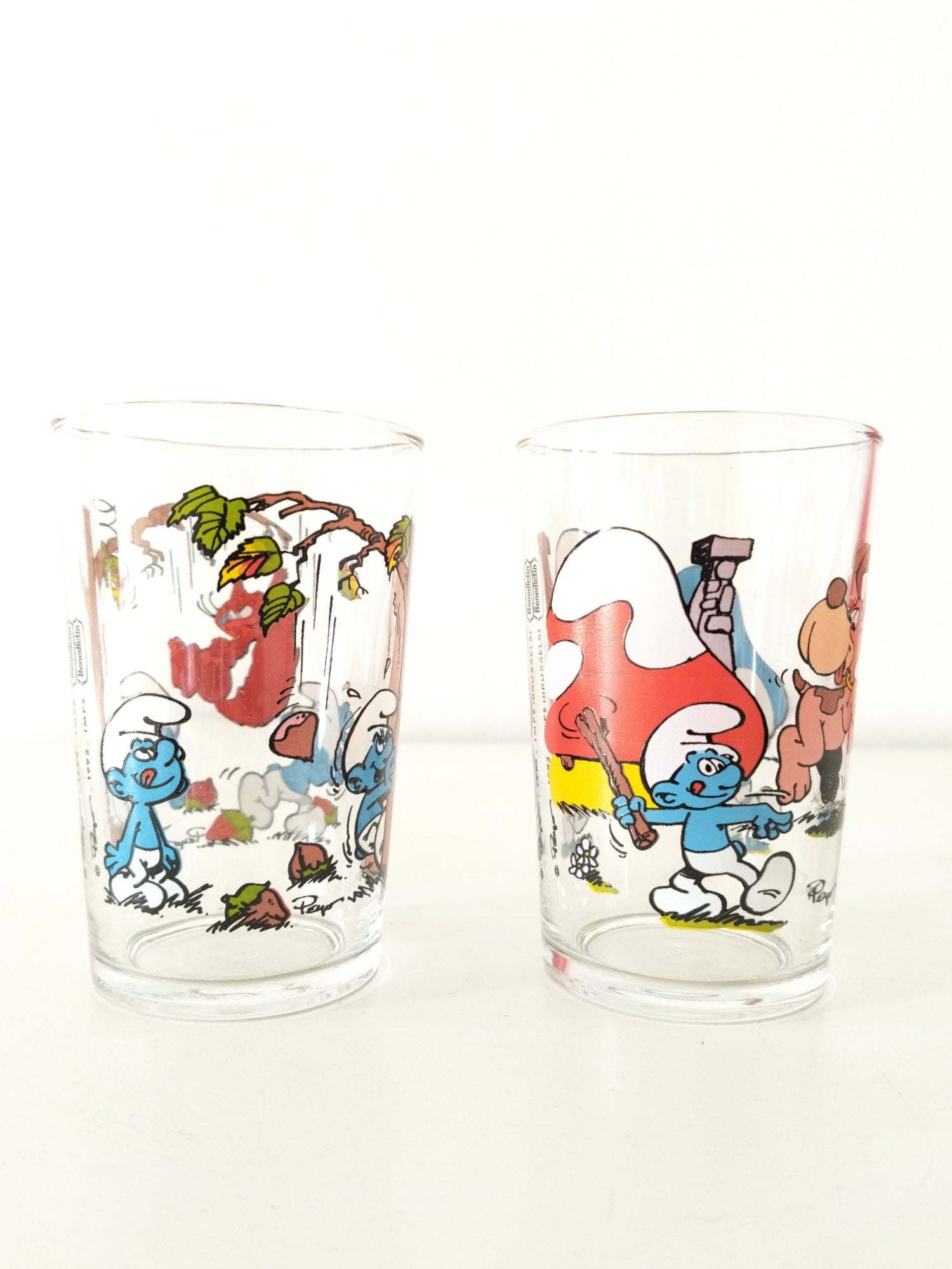 Verre publicitaire Bénédictin Schtroumpfs Peyo 1992-1993 au choix - cetaitmieuxavant