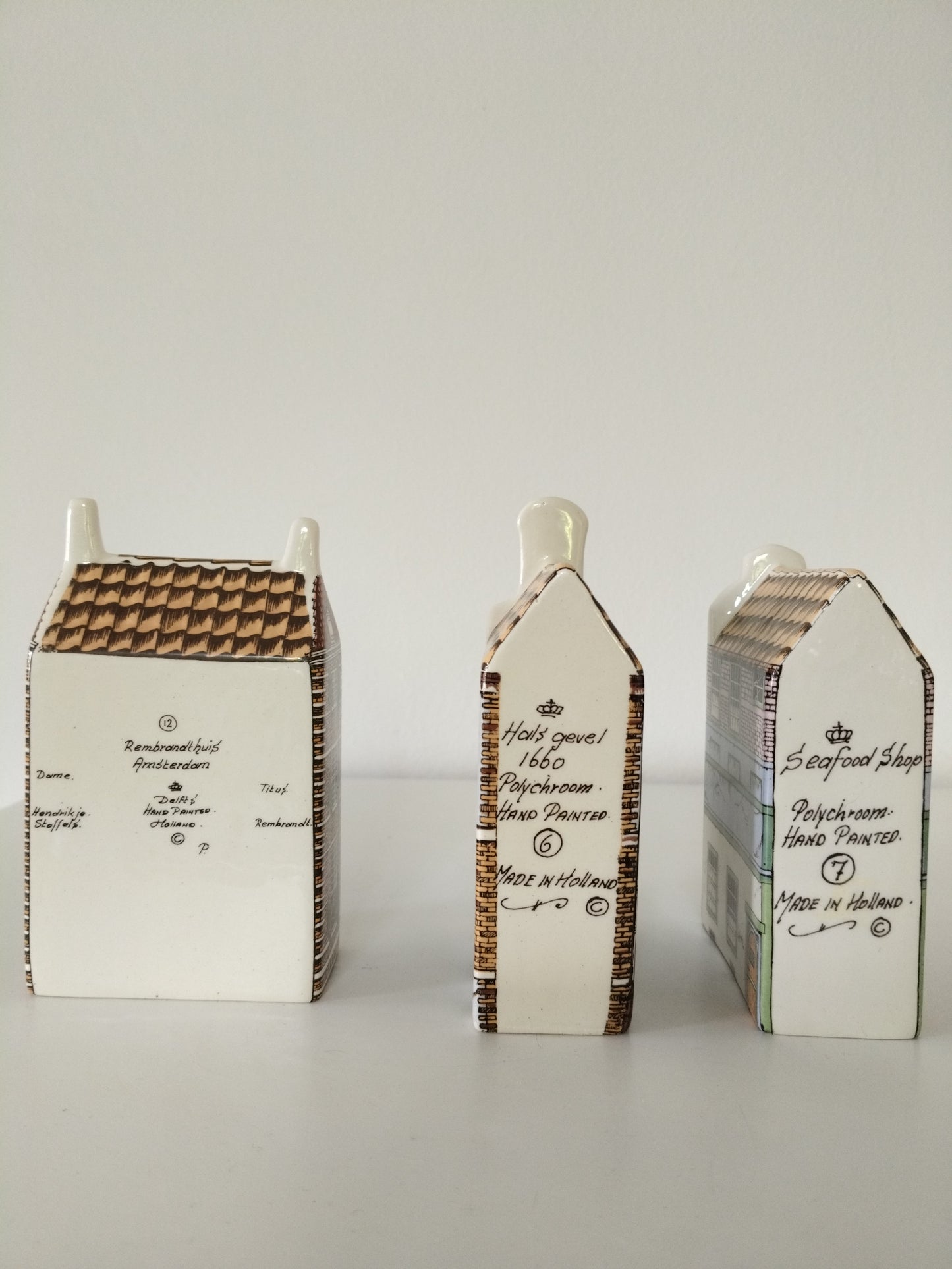 Maison hollandaise miniature en porcelaine Delft's Polychroom  Hand Painted Holland 7-6-12 au choix - cetaitmieuxavant