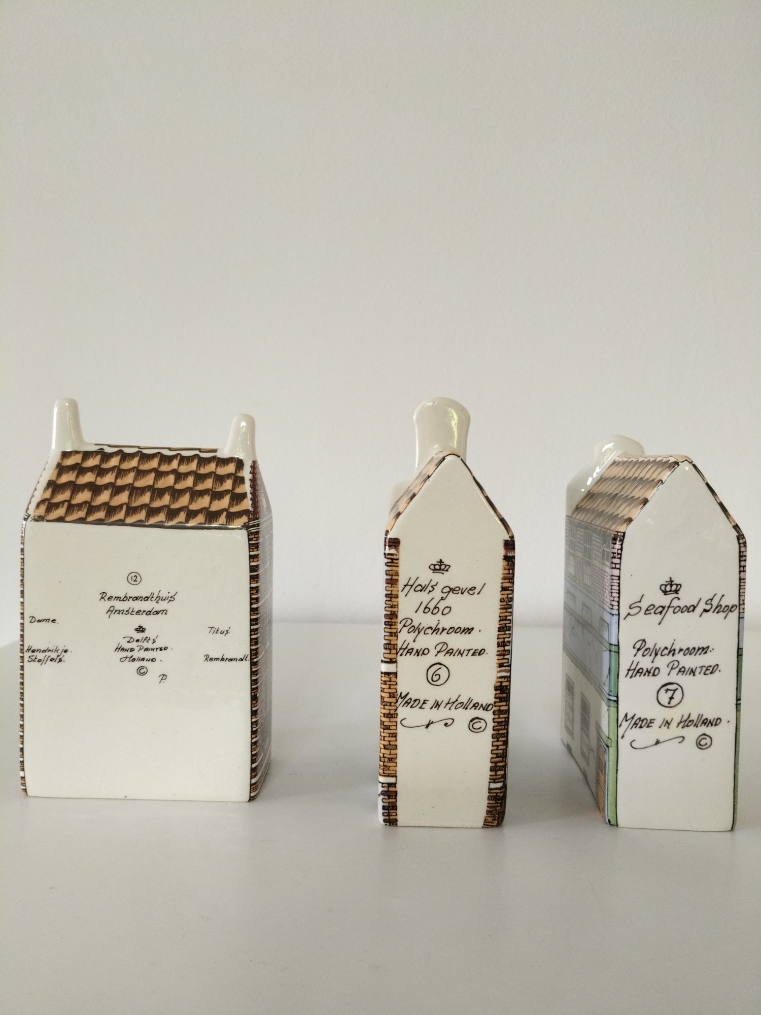 Maison hollandaise miniature en porcelaine Delft's Polychroom  Hand Painted Holland 7-6-12 au choix - cetaitmieuxavant