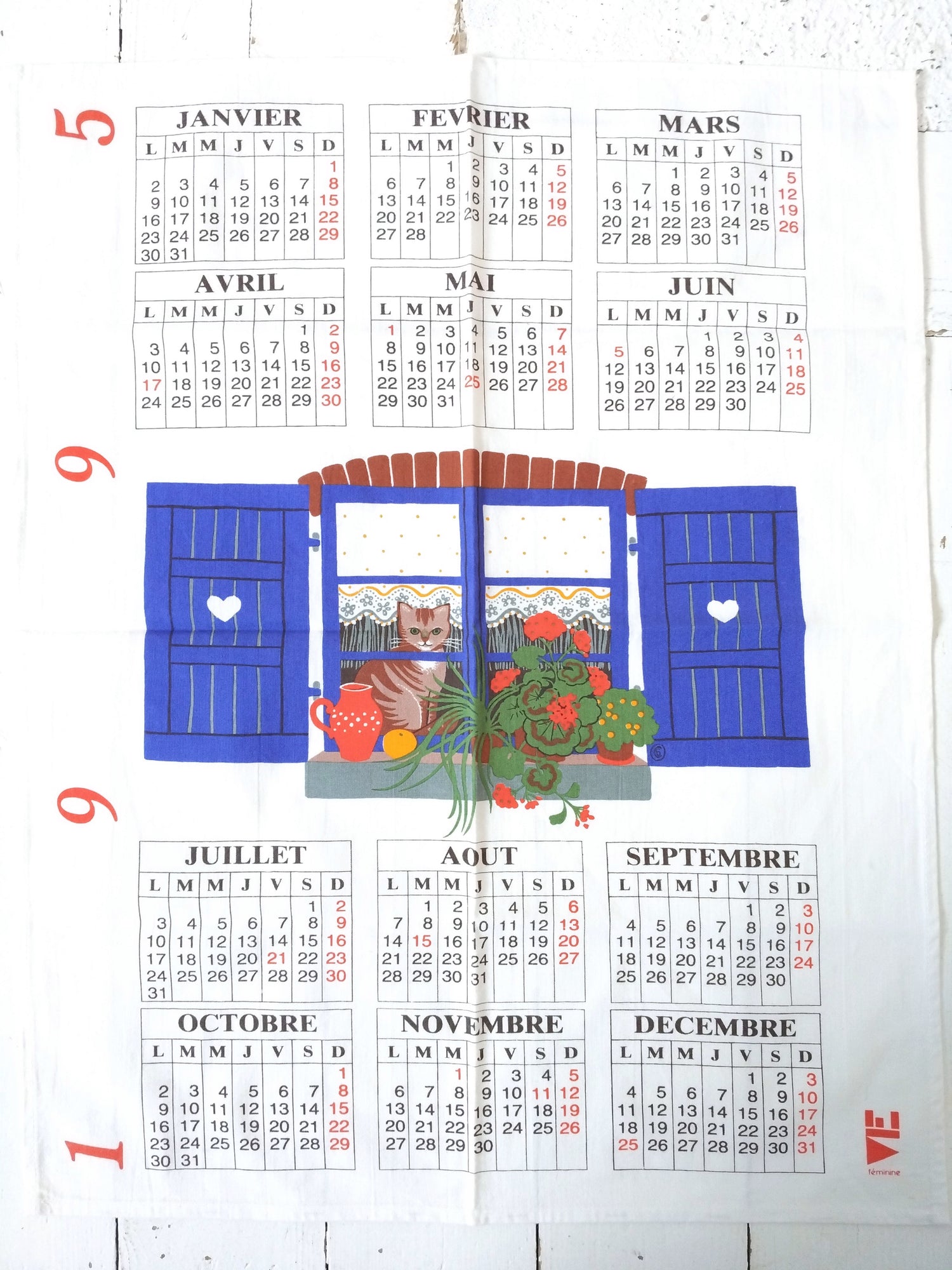 Torchon calendrier 1995 Vie Féminine - cetaitmieuxavant