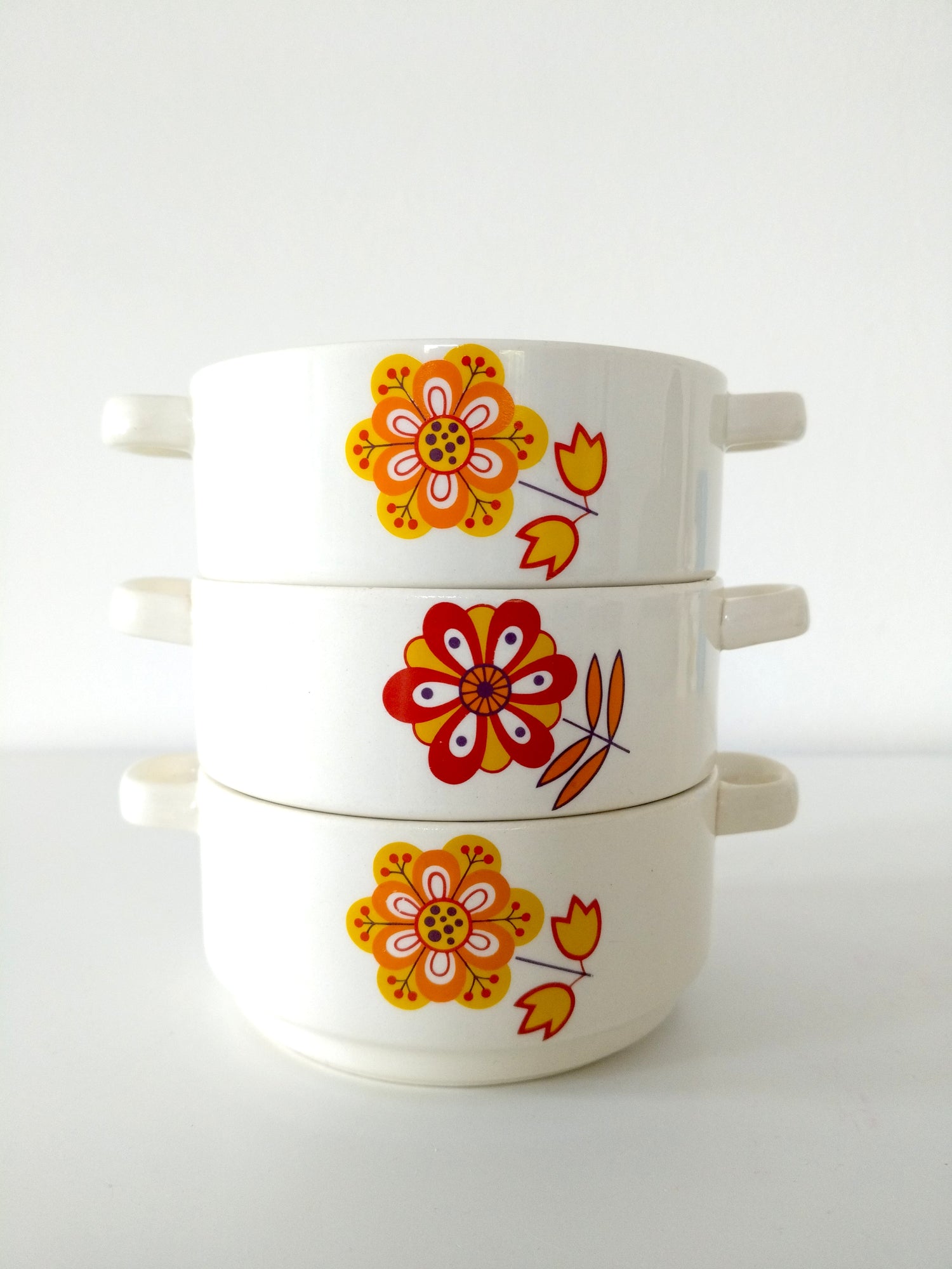 Bol à oreilles Boch La Louvière " trois fleurs " au choix - à l'unité - cetaitmieuxavant