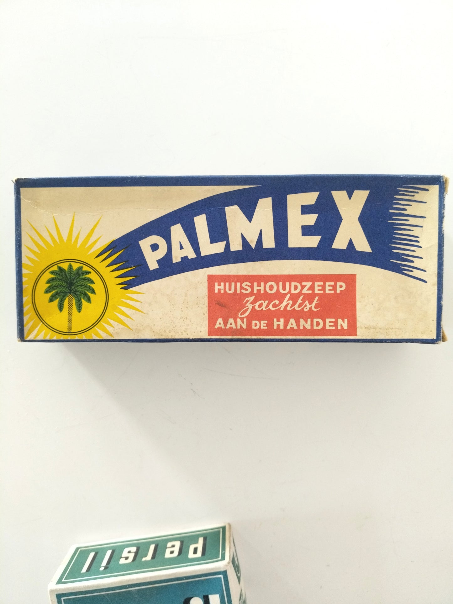 Ancienne boîte cartonnée de lessive Persil ou savon de ménage Palmex (français/ néerlandais)