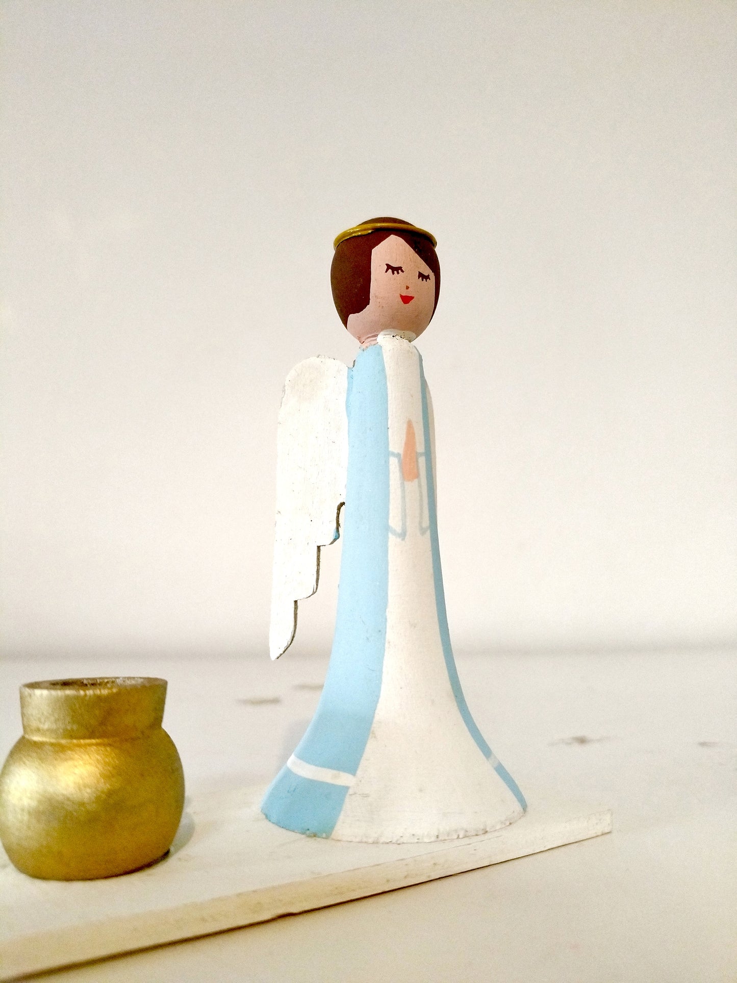 Bougeoir ange en bois Bo-Svensk Hemslöjd Suède Sweden à l'unité