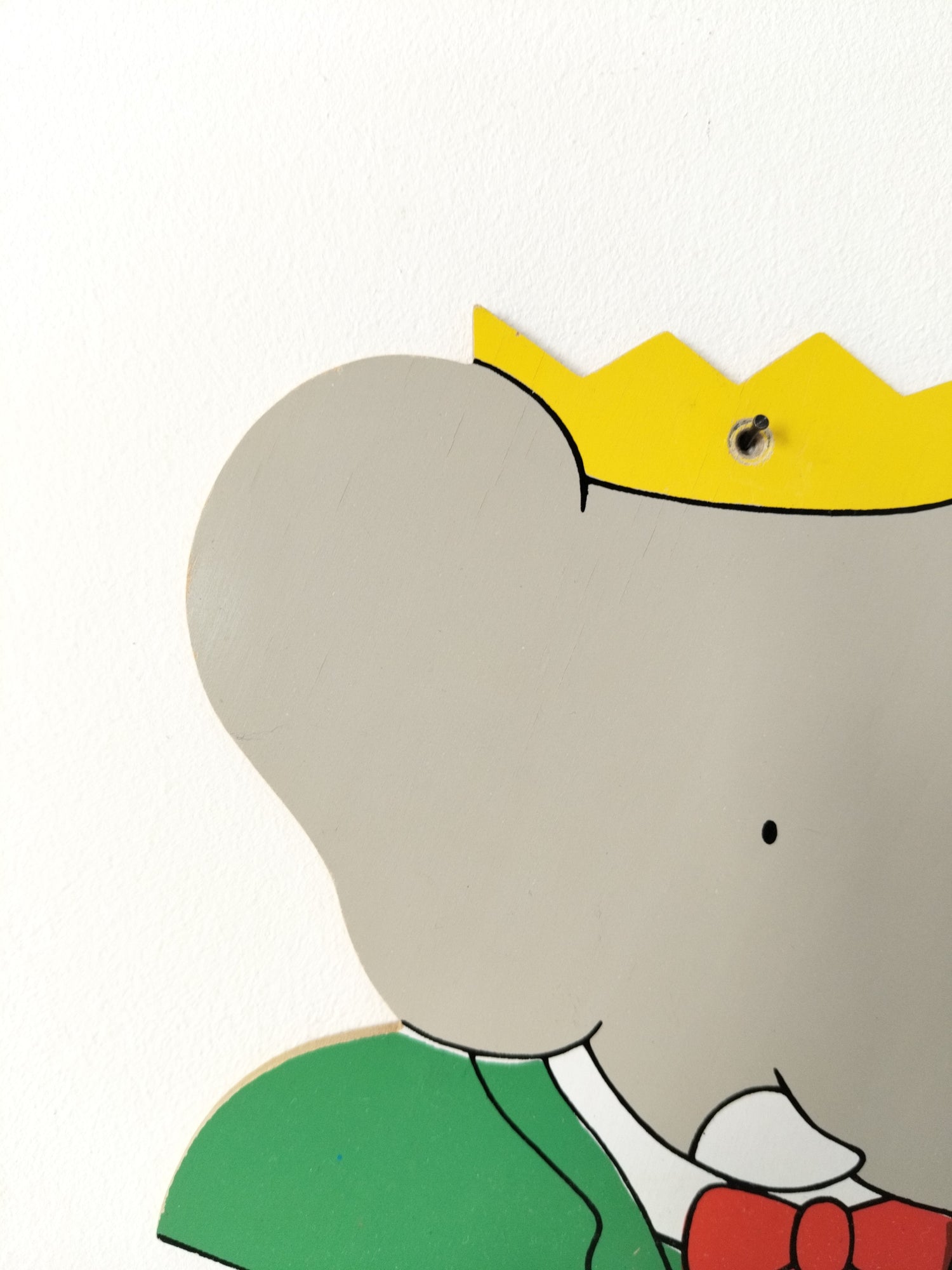 Porte-manteau/ patère murale Babar en bois par L. de Brunhoff 1989 - cetaitmieuxavant