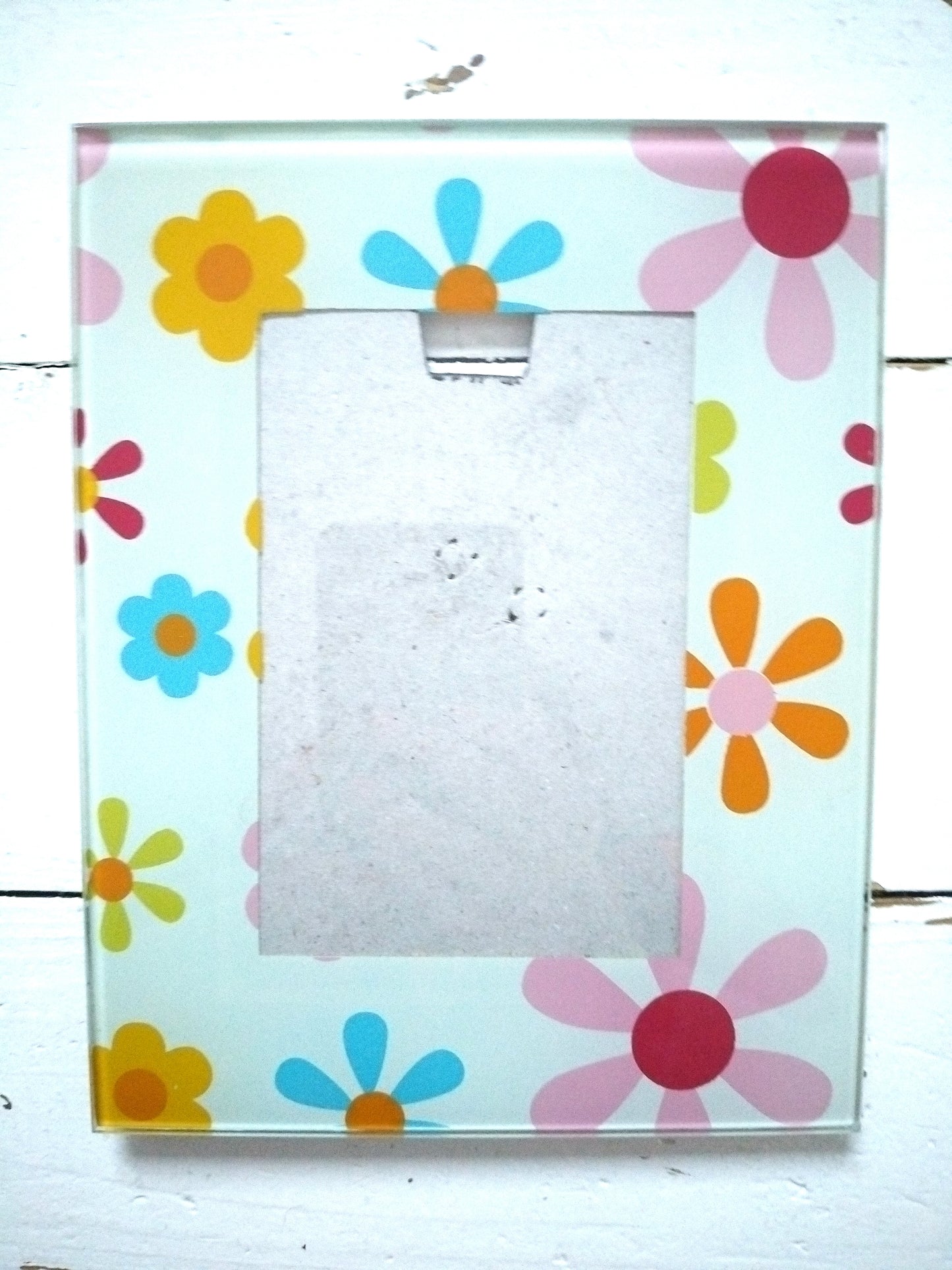 Cadre flower power en verre à poser