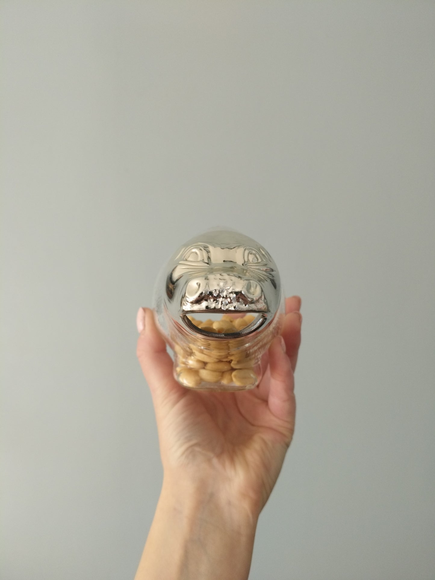 Distributeur de cacahuètes/ sucre/ bonbons hippopotame en verre