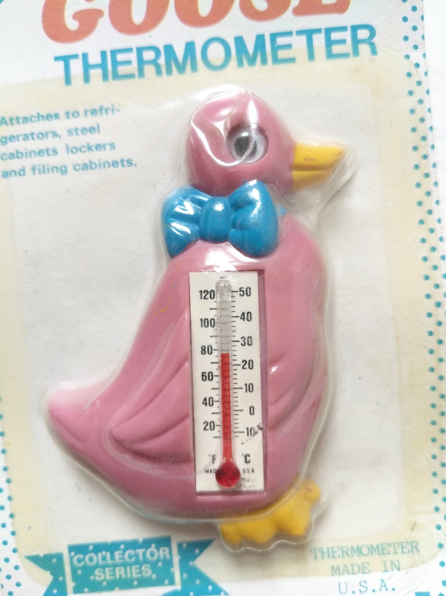 Thermomètre magnétique ou trio de magnets oie Arjon made in Hong Kong 1987