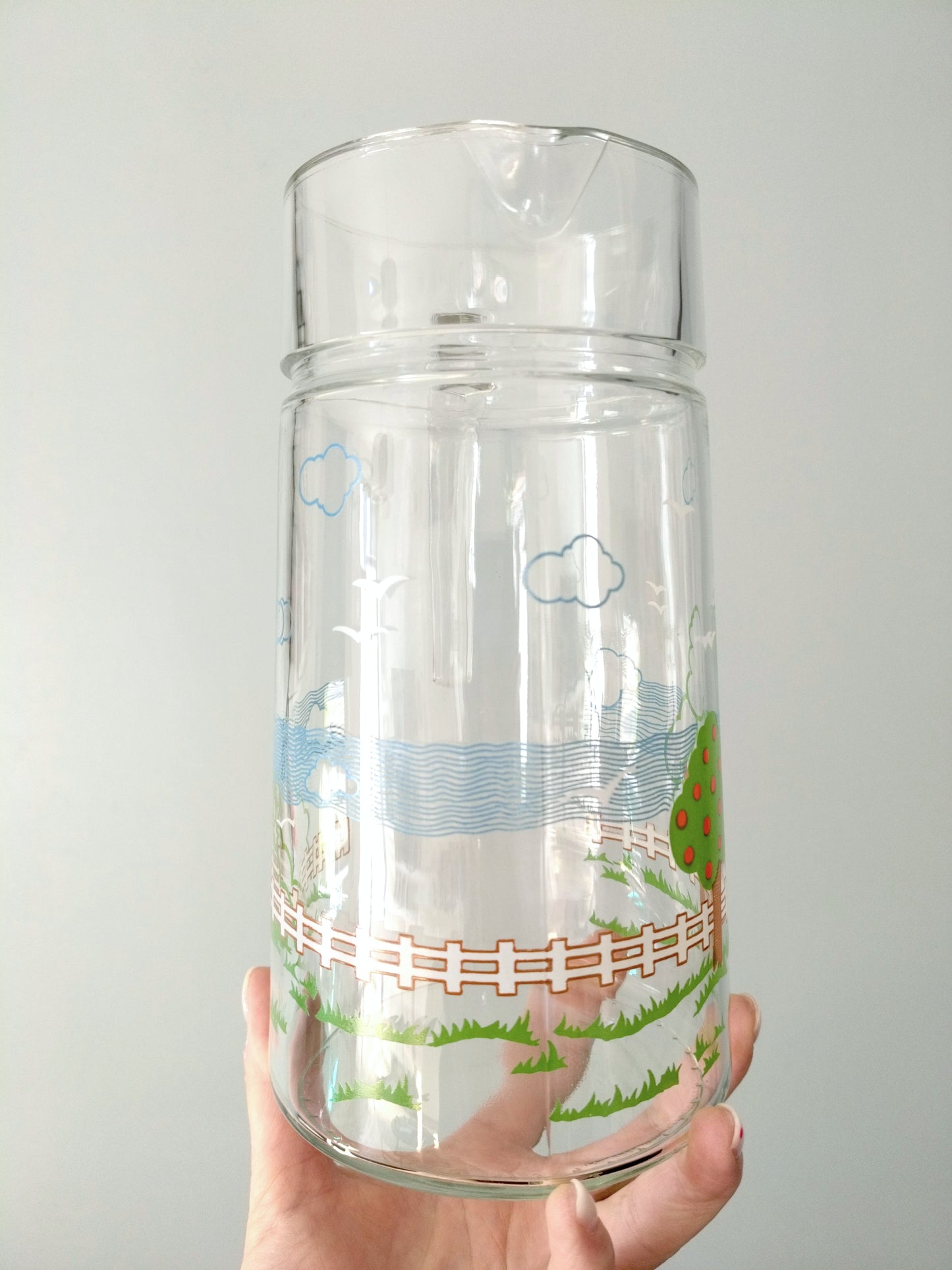 Carafe pichet cruche en verre Duralex décor campagnard