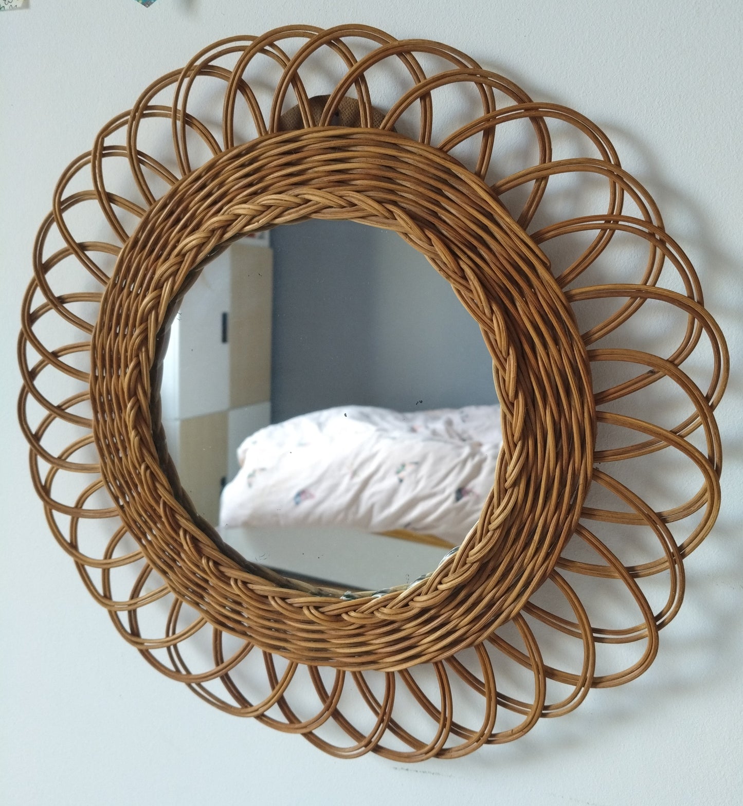 Miroir vintage osier rotin