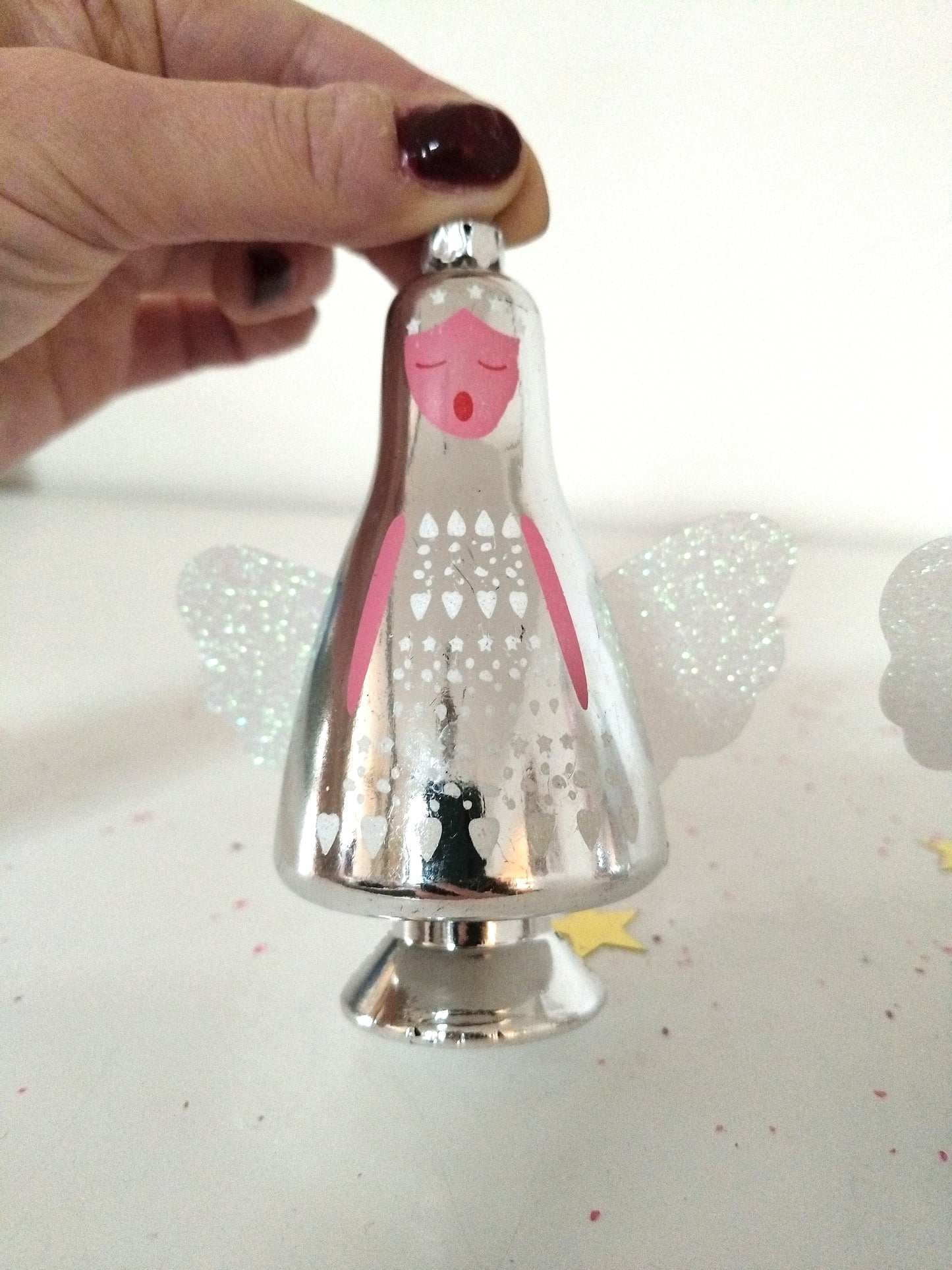 Boule de Noël ange en plastique à l'unité