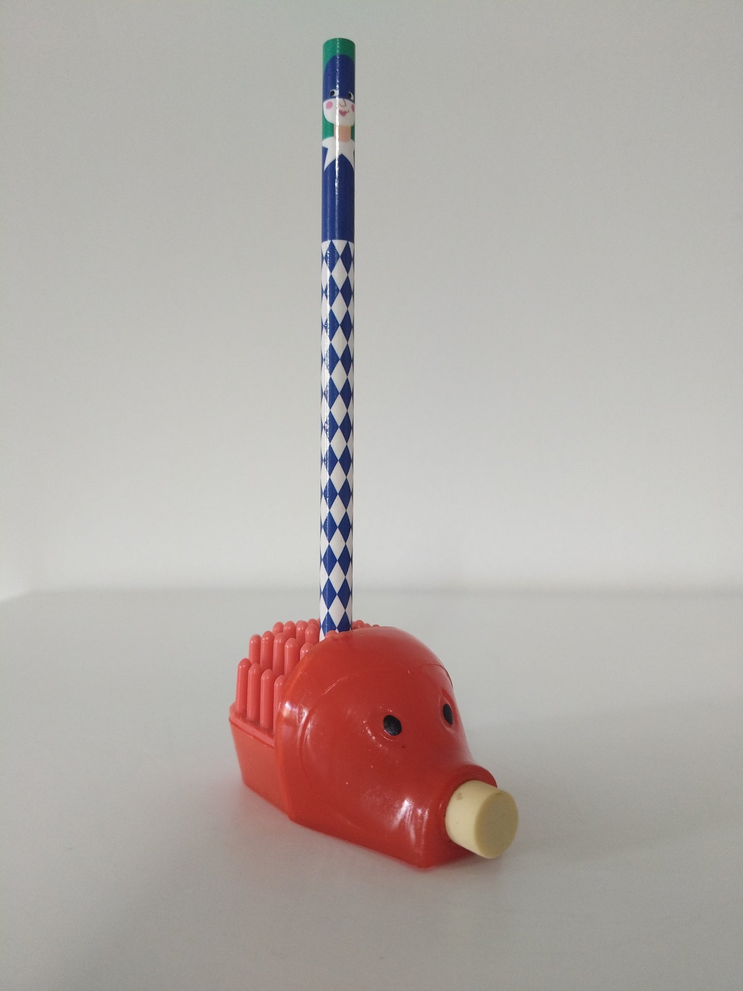 Hérisson miniature taille-crayon, porte-crayon et gomme 80's couleur au choix
