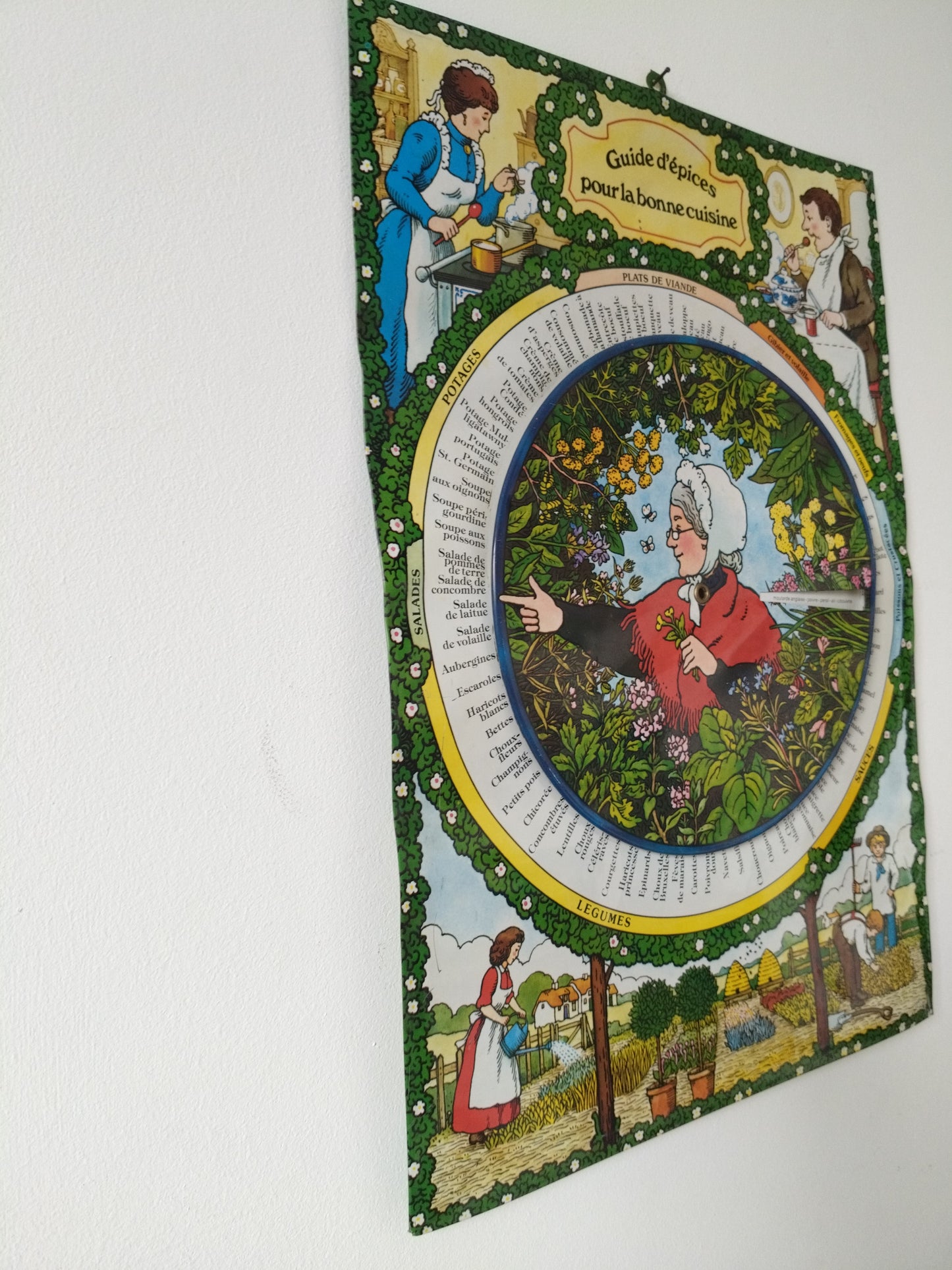 Ancienne plaque murale en tôle guide d'épices pour la bonne cuisine - cetaitmieuxavant