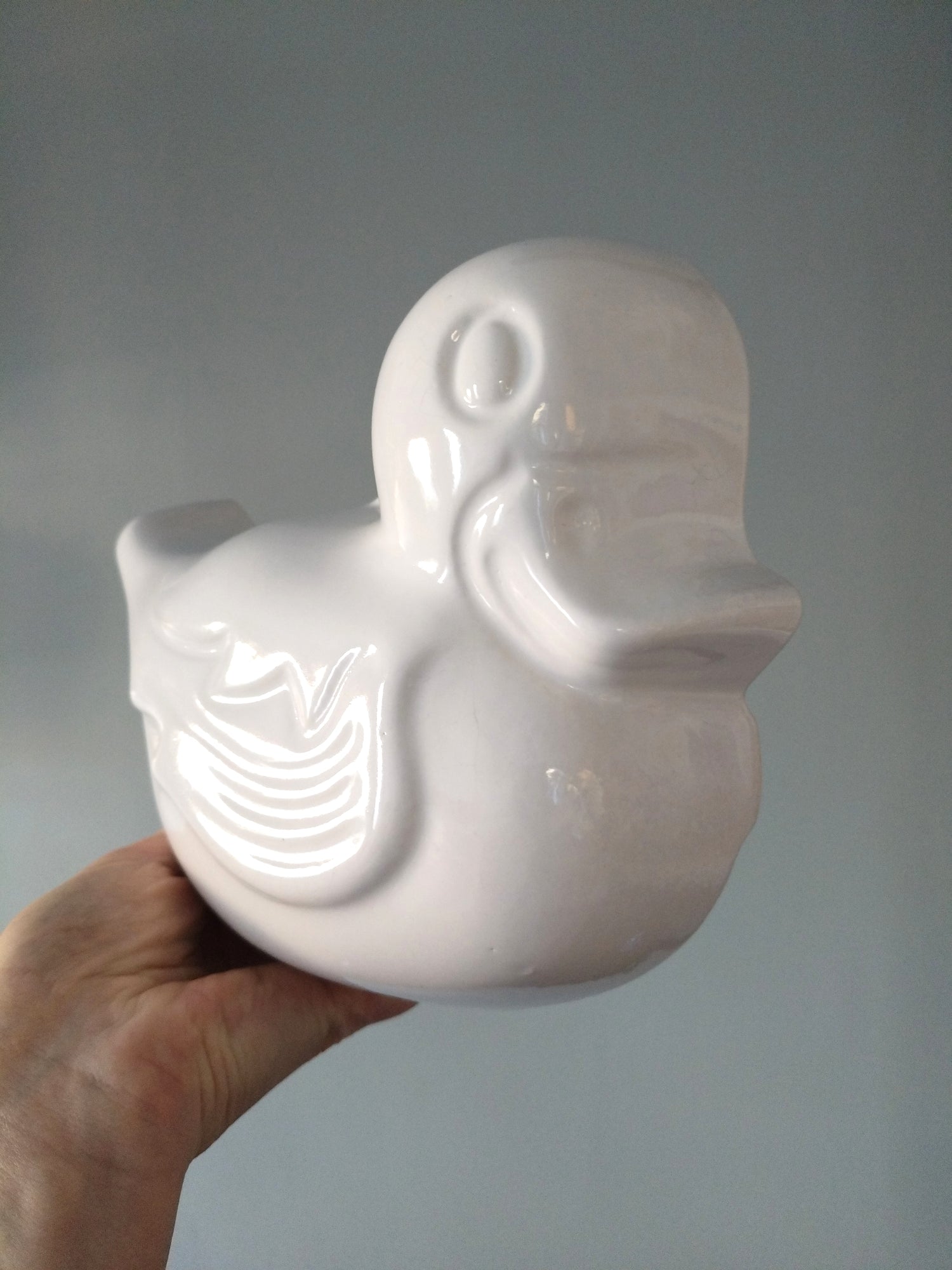 Ancien moule canard à pudding mural en porcelaine - cetaitmieuxavant