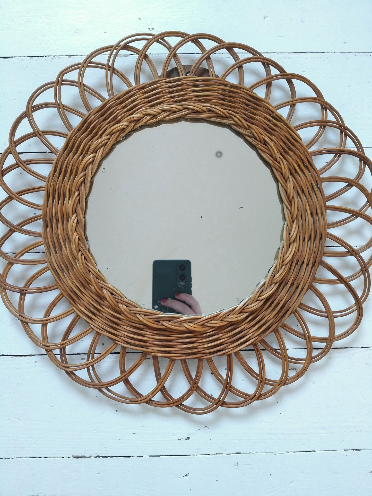 Miroir vintage osier rotin