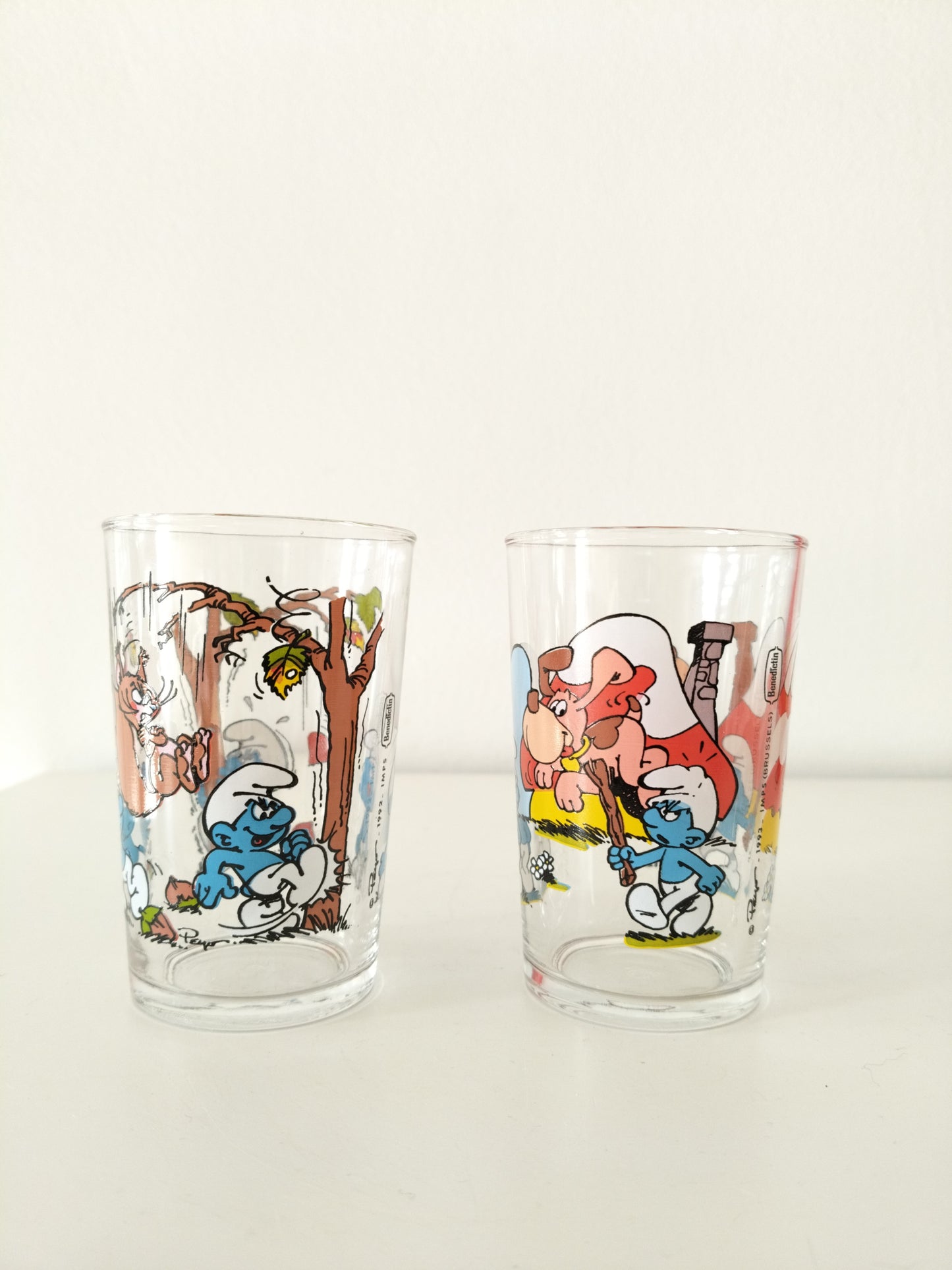 Verre publicitaire Bénédictin Schtroumpfs Peyo 1992-1993 au choix - cetaitmieuxavant