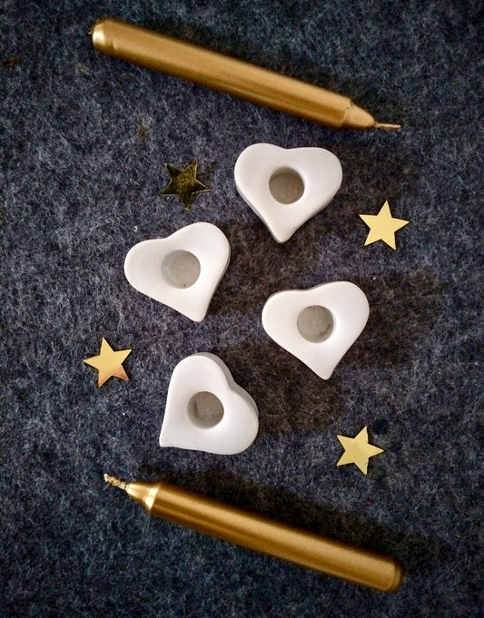 4 mini-bougeoirs cœur