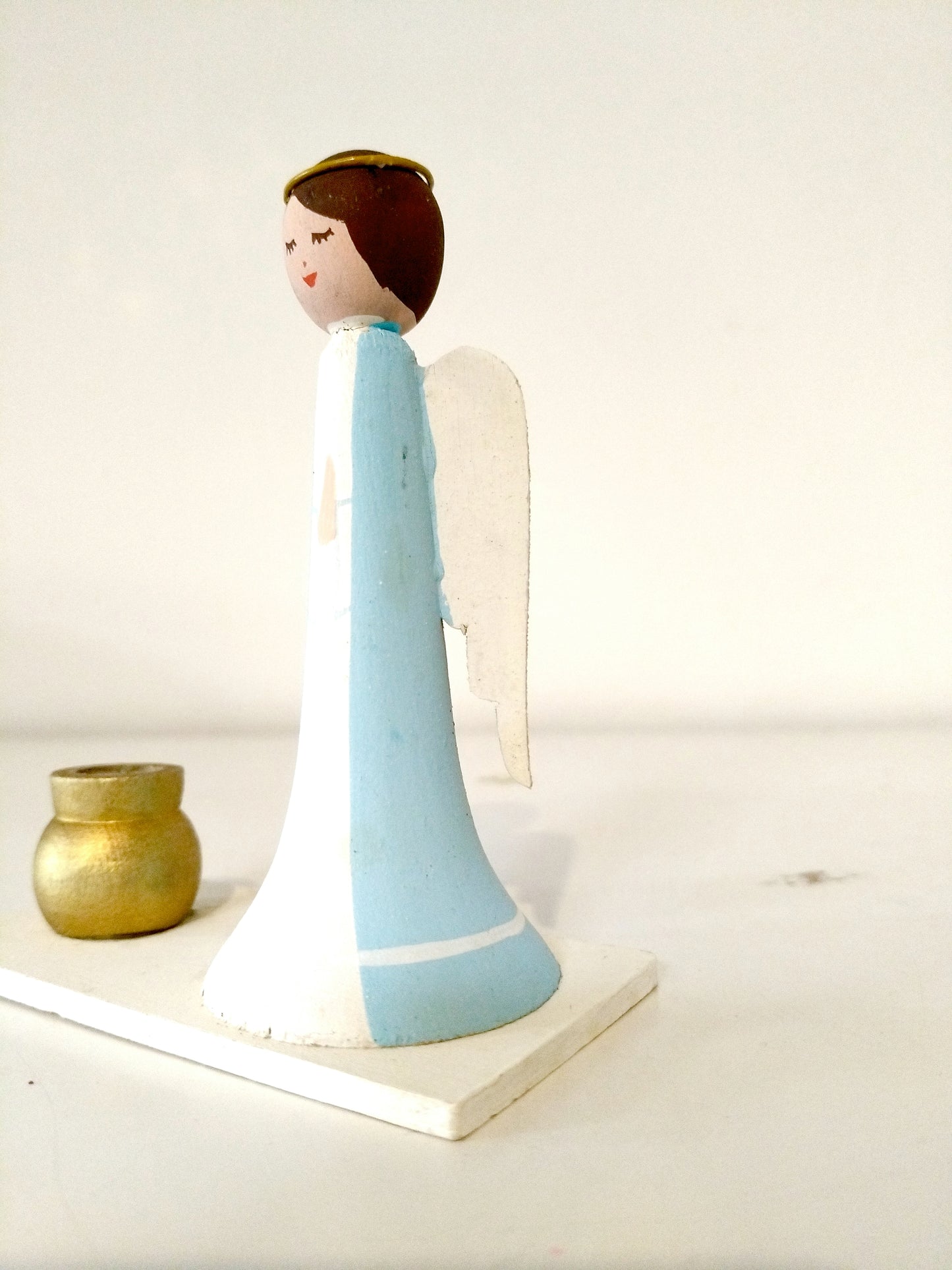 Bougeoir ange en bois Bo-Svensk Hemslöjd Suède Sweden à l'unité