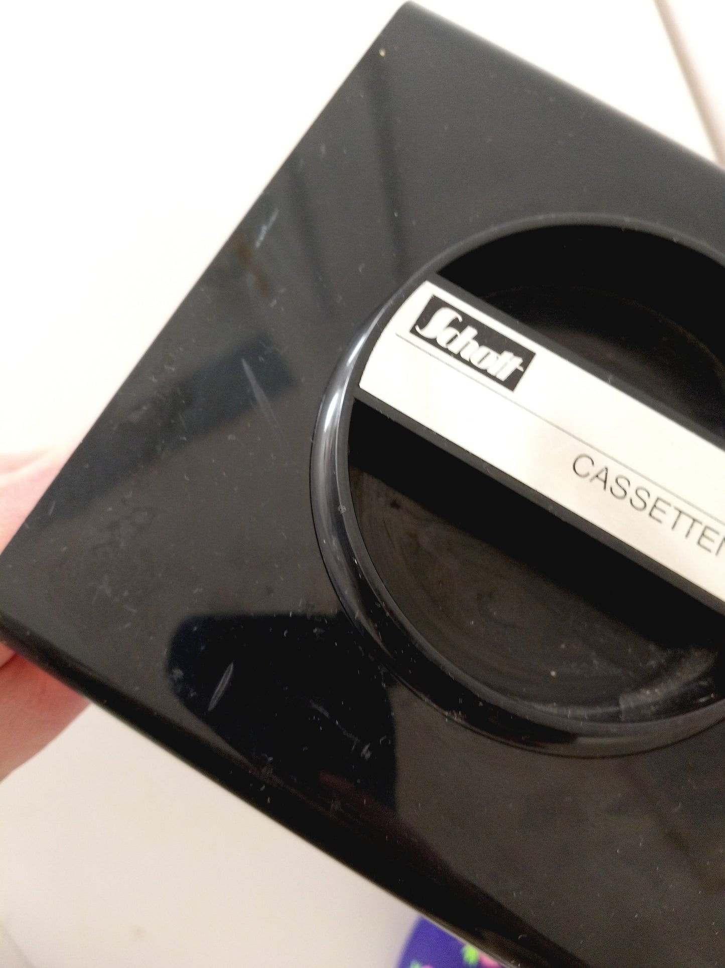 "Cassettes bar"/ carrousel à cassettes/ range-cassettes audio Schott en plastique