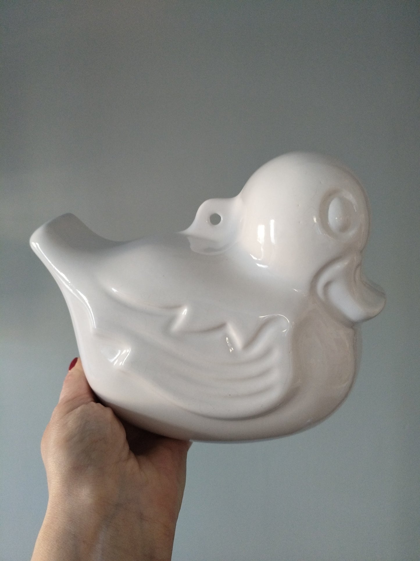 Ancien moule canard à pudding mural en porcelaine - cetaitmieuxavant